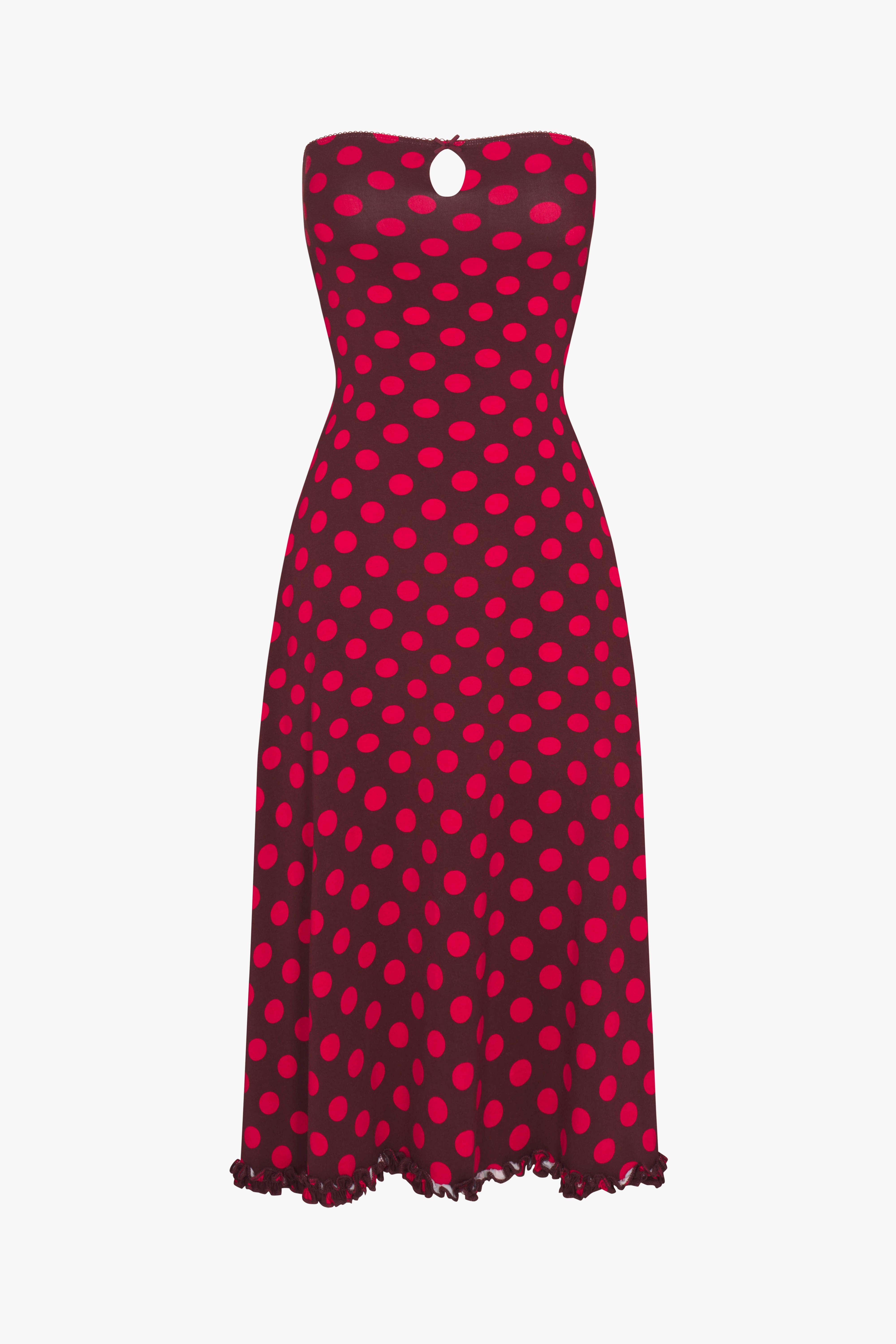 KEYHOLE TUBE DRESS IN SCARLET DOT RAT BOI KEYHOLE TUBE DRESS IN SCARLET DOT RAT BOI