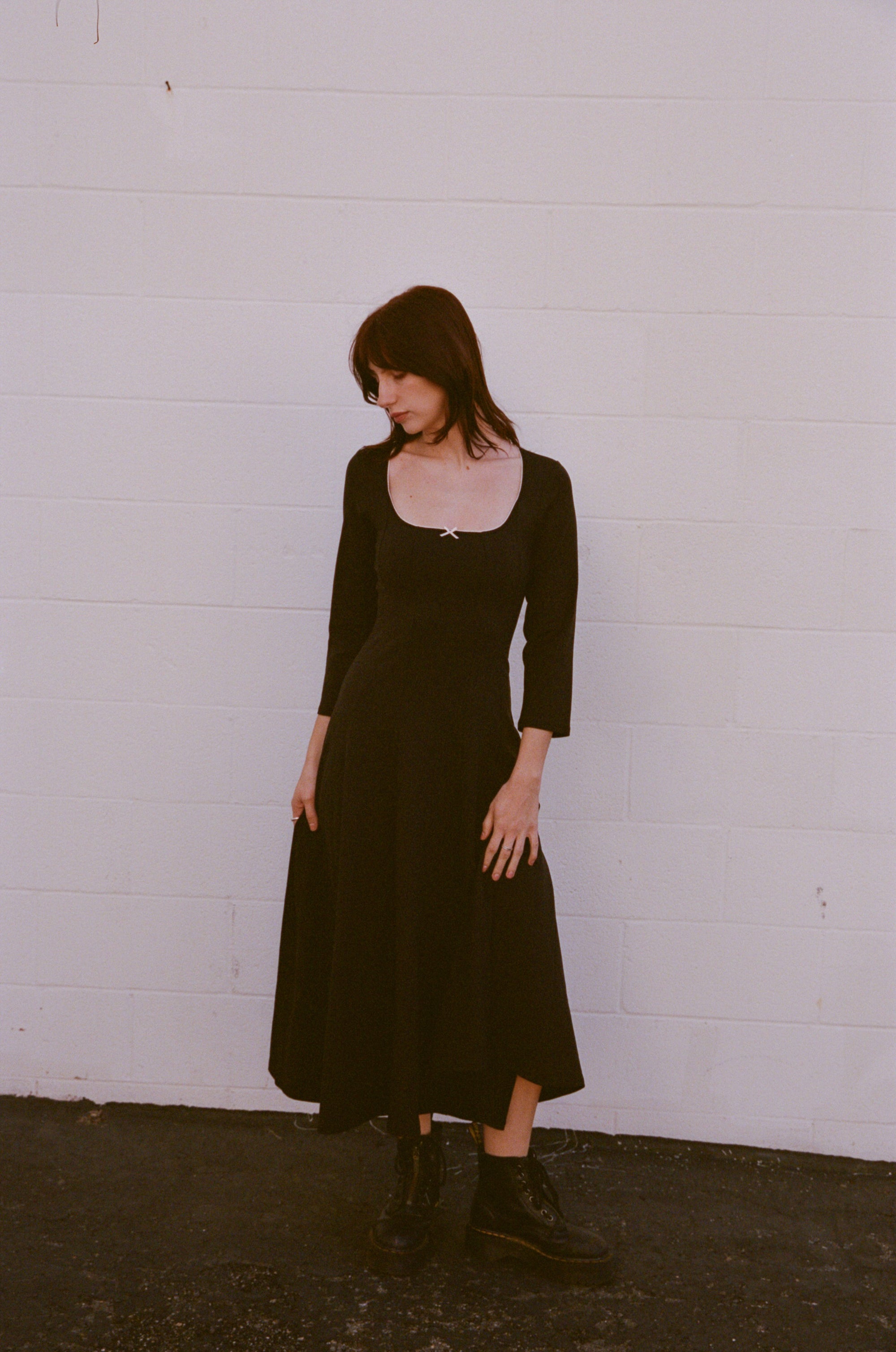 DREAM DRESS 3/4 SLEEVE IN ONYX