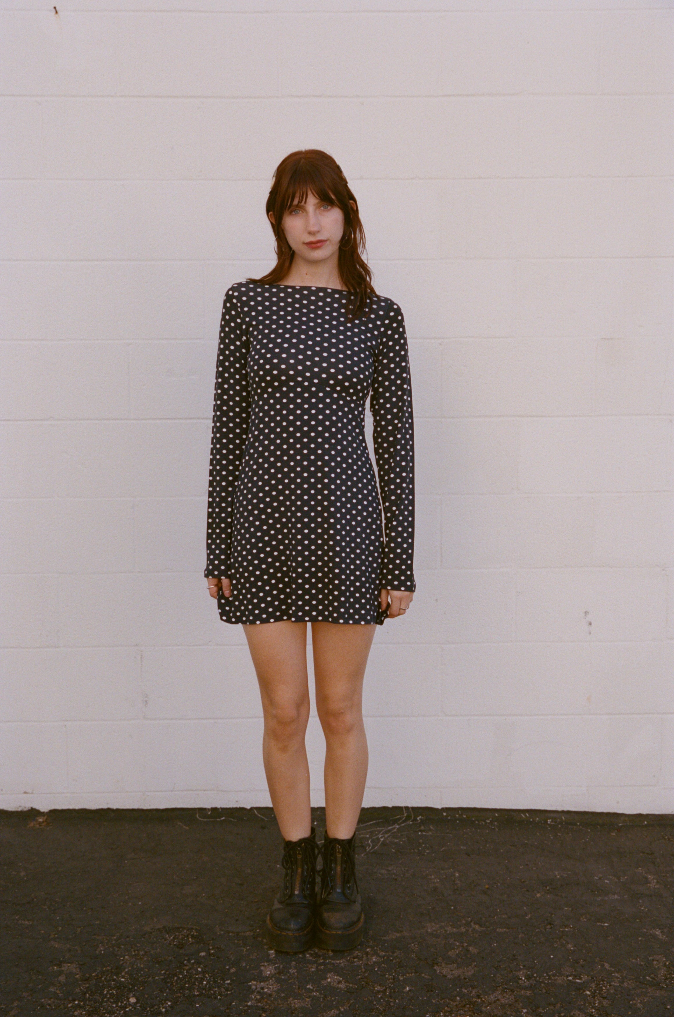 BOATNECK DRESS IN DOMINO DOT – RAT BOI