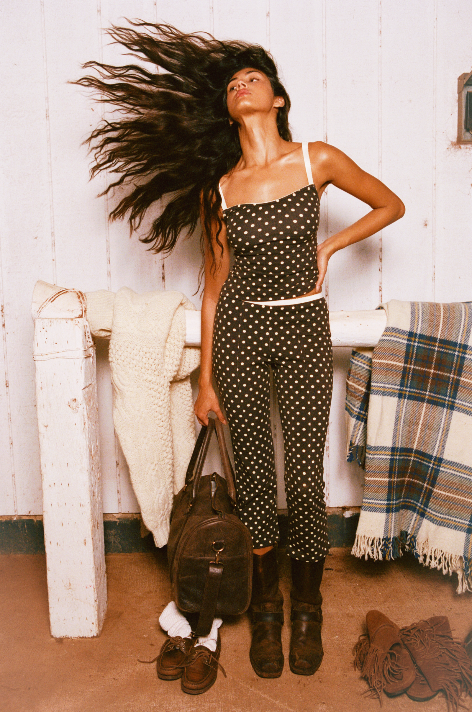 TAILORED CROP PANT IN ESPRESSO DOT