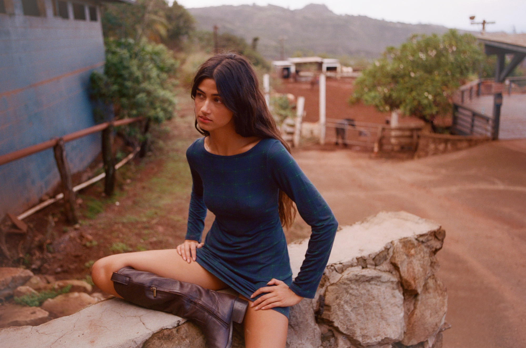 BOATNECK DRESS IN OXFORD