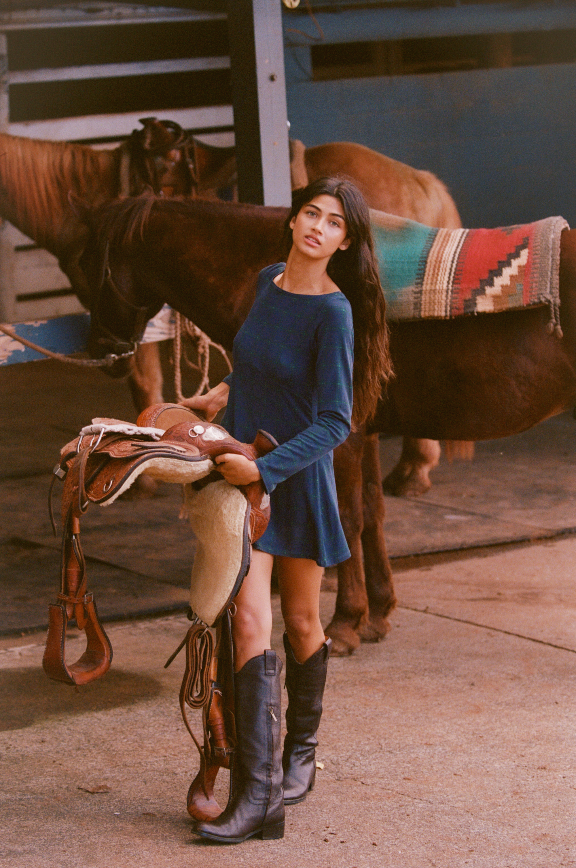 BOATNECK DRESS IN OXFORD