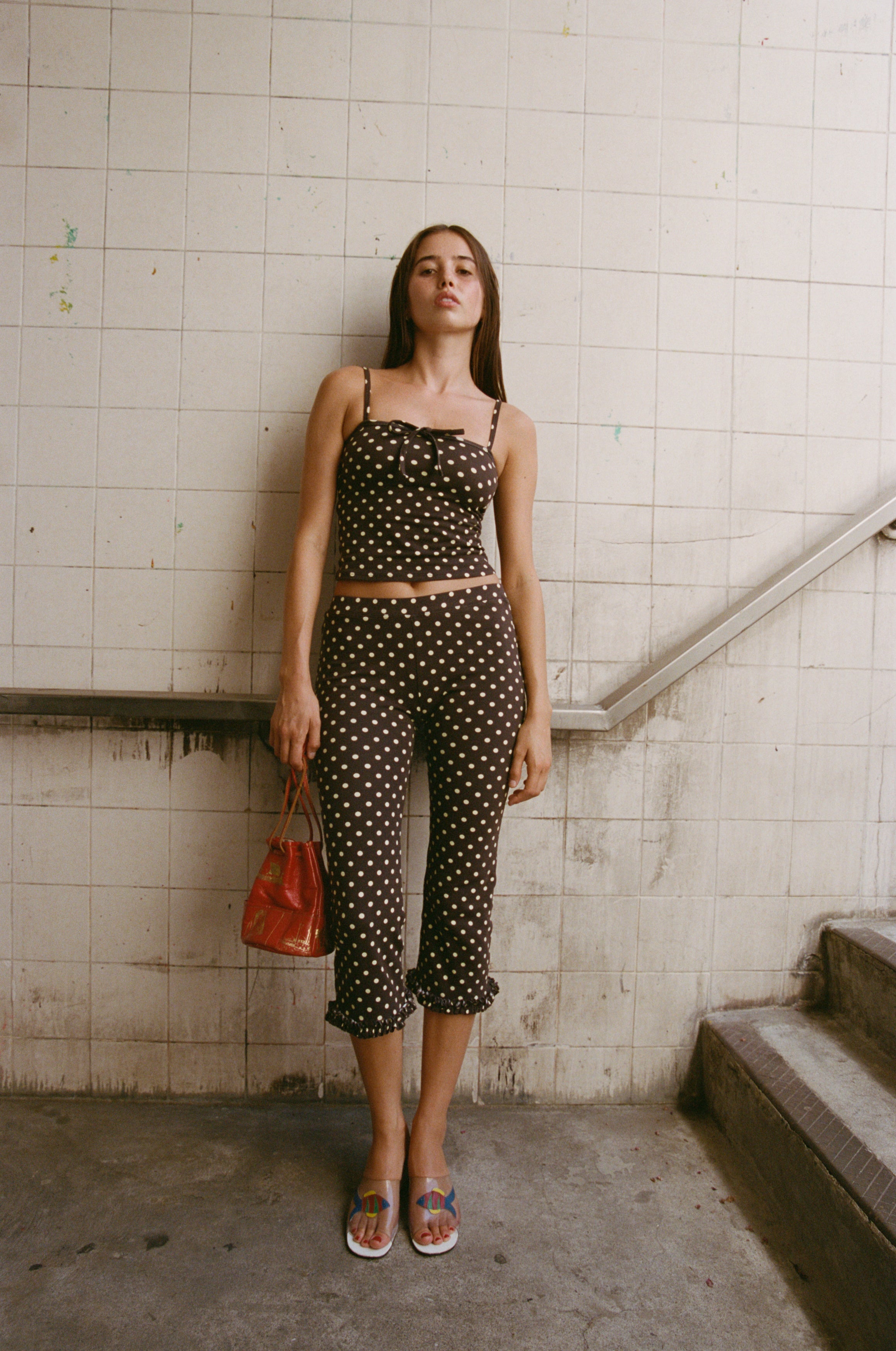 TIE CAMI IN ESPRESSO DOT – RAT BOI