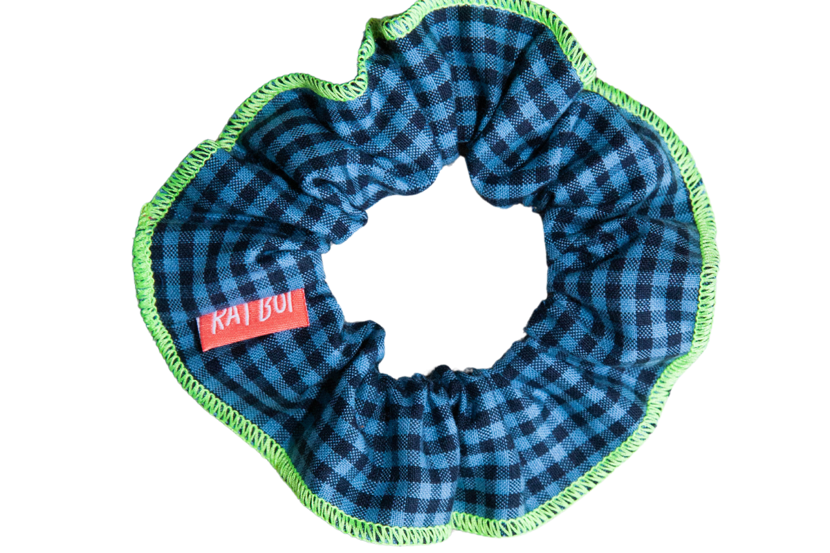 FRENCH BLUE GINGHAM CONTRAST SCRUNCHIE