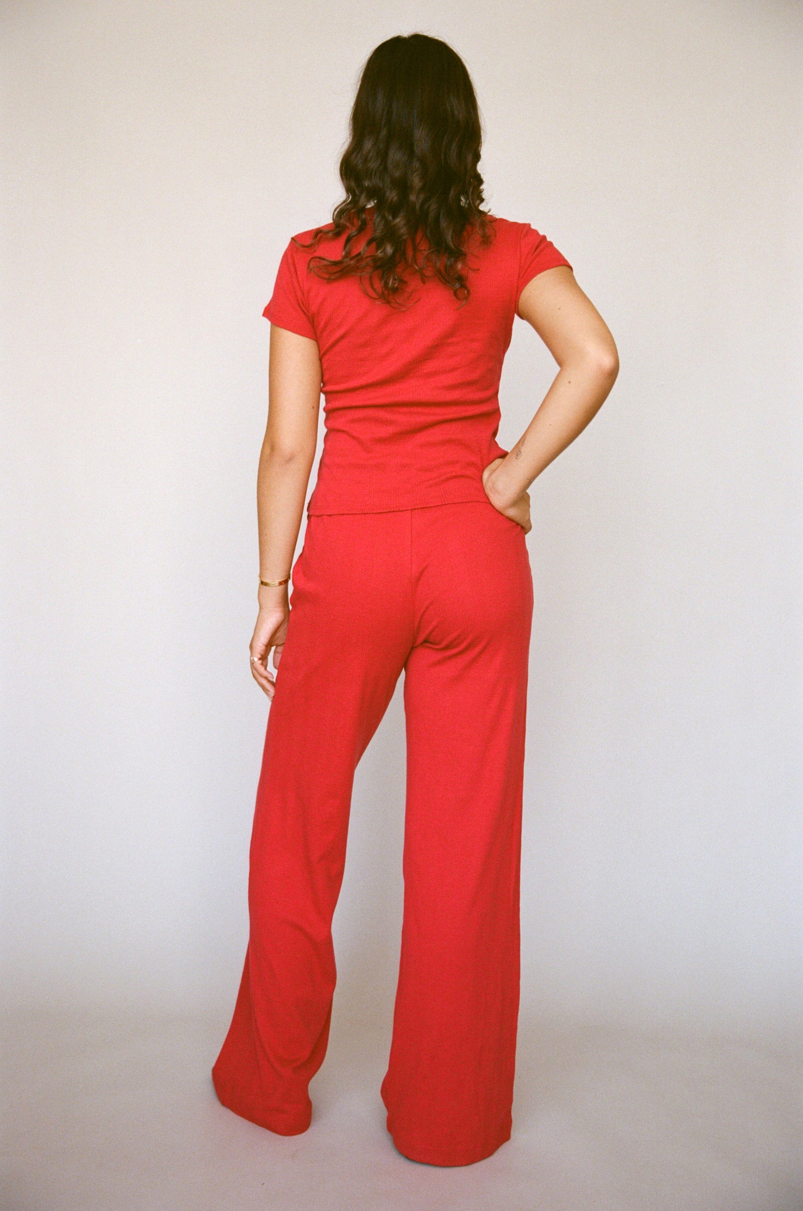 POINTELLE EASY PANT IN CHERRY