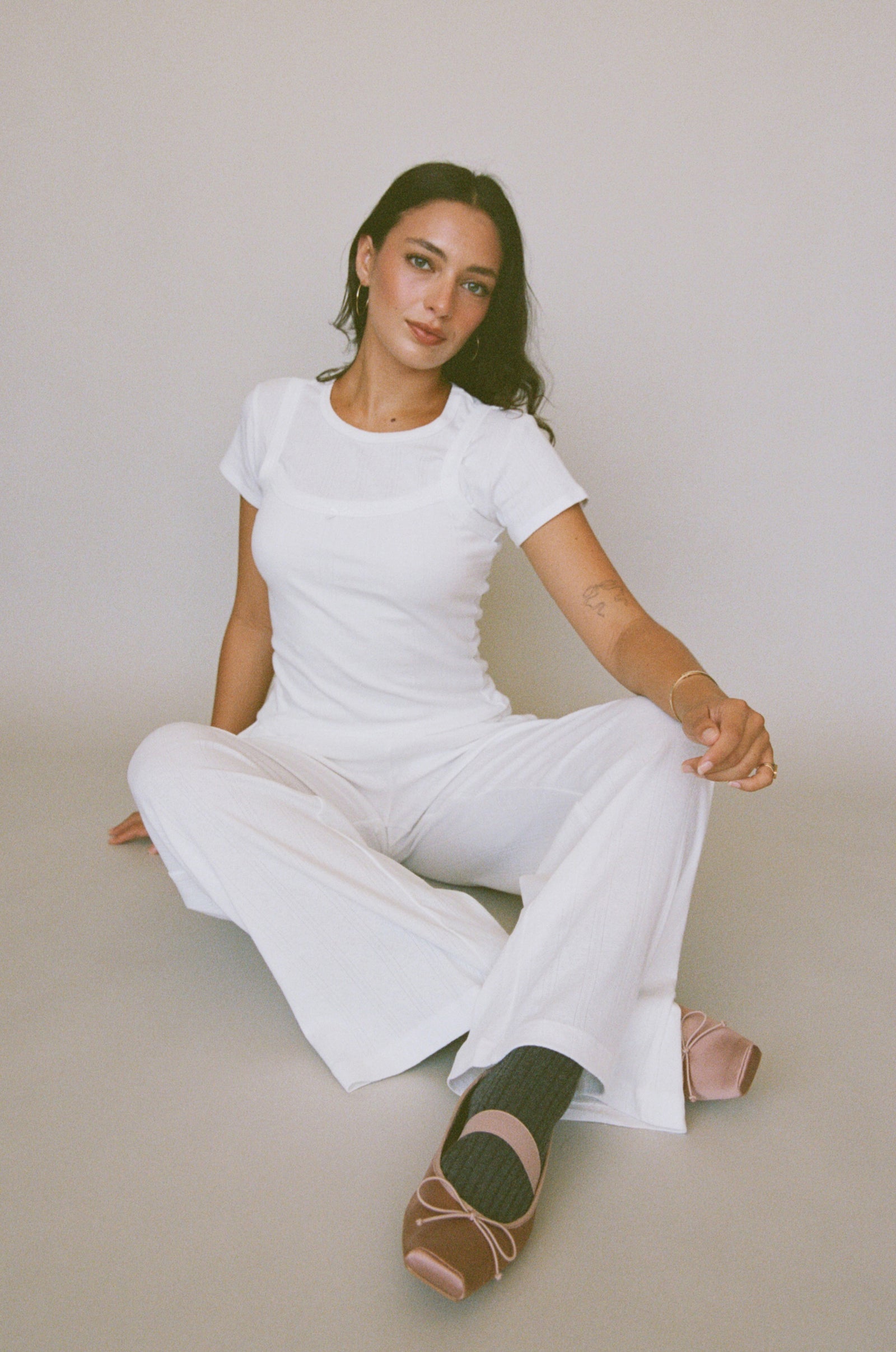 PERFECT T-SHIRT IN SWAN POINTELLE