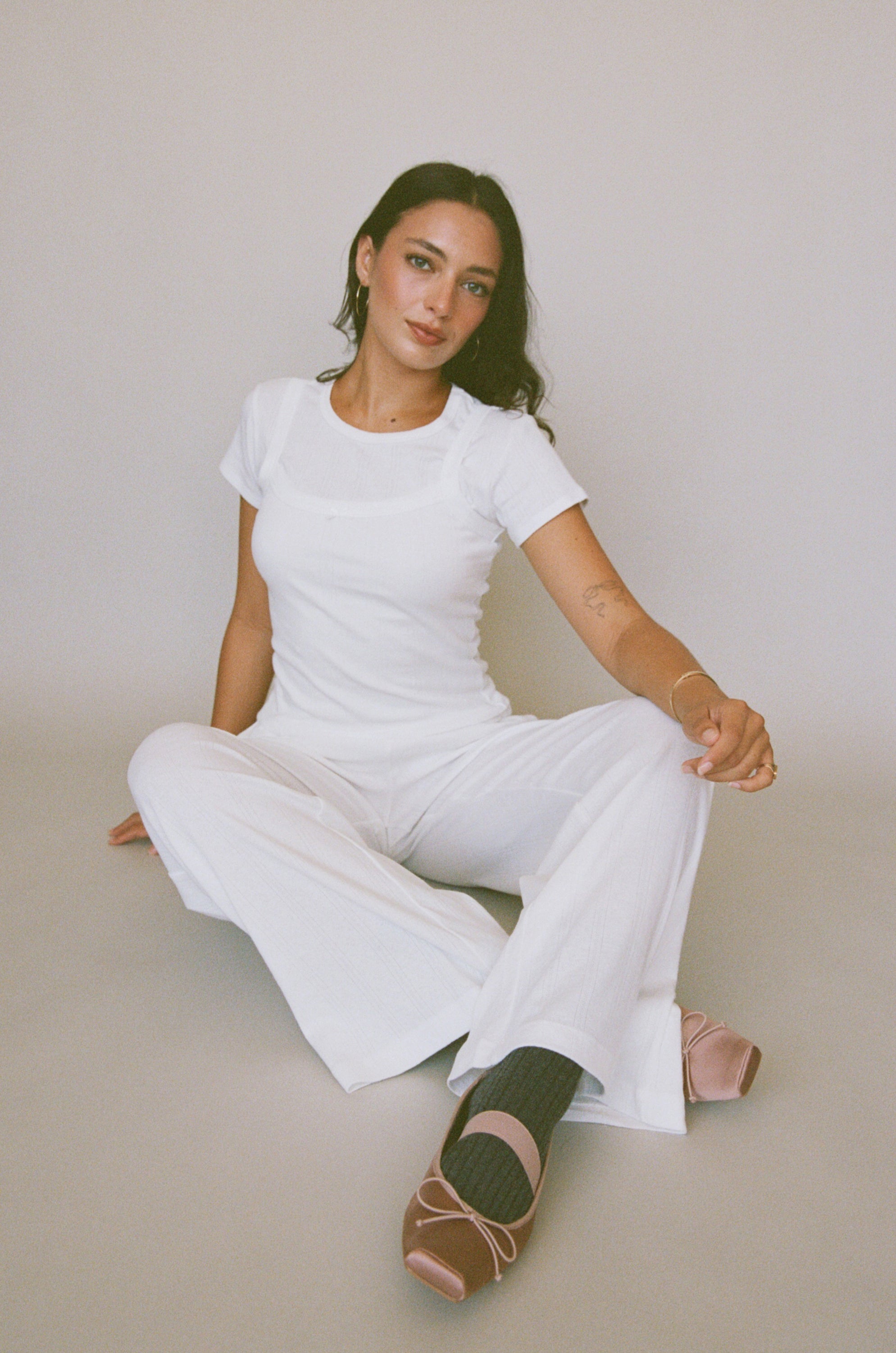 PERFECT T-SHIRT IN SWAN POINTELLE