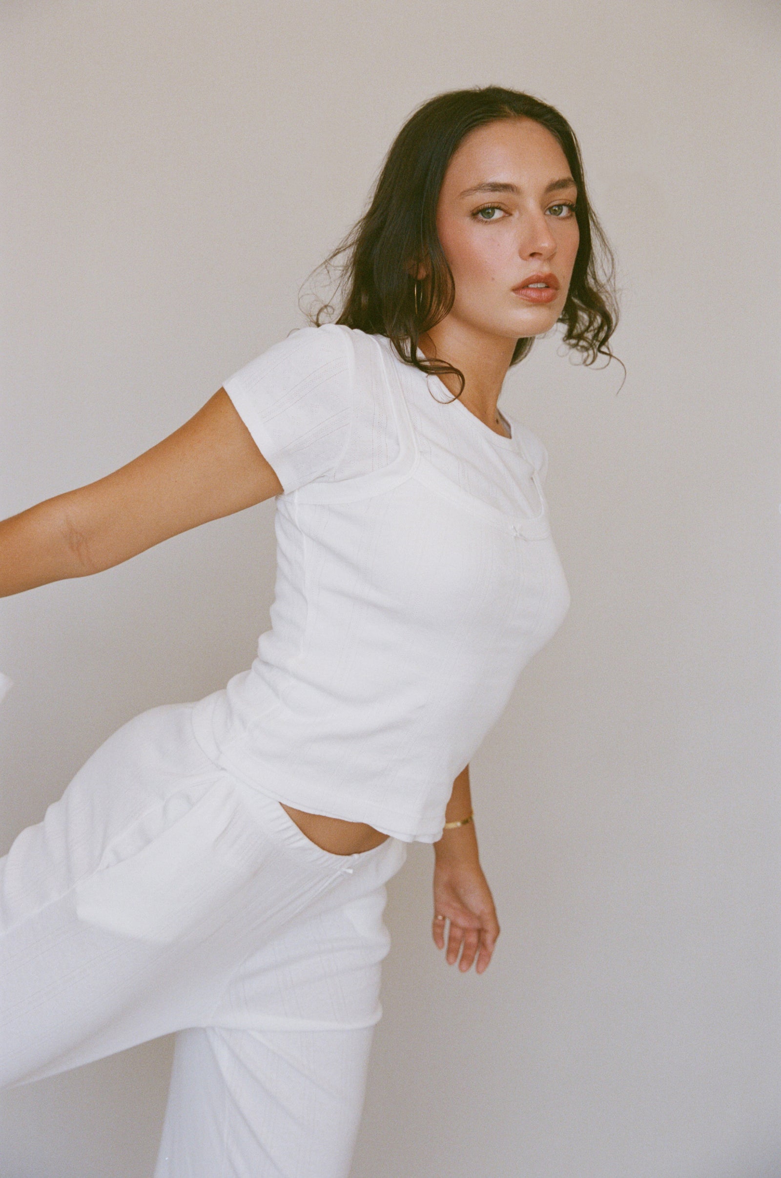 PERFECT T-SHIRT IN SWAN POINTELLE