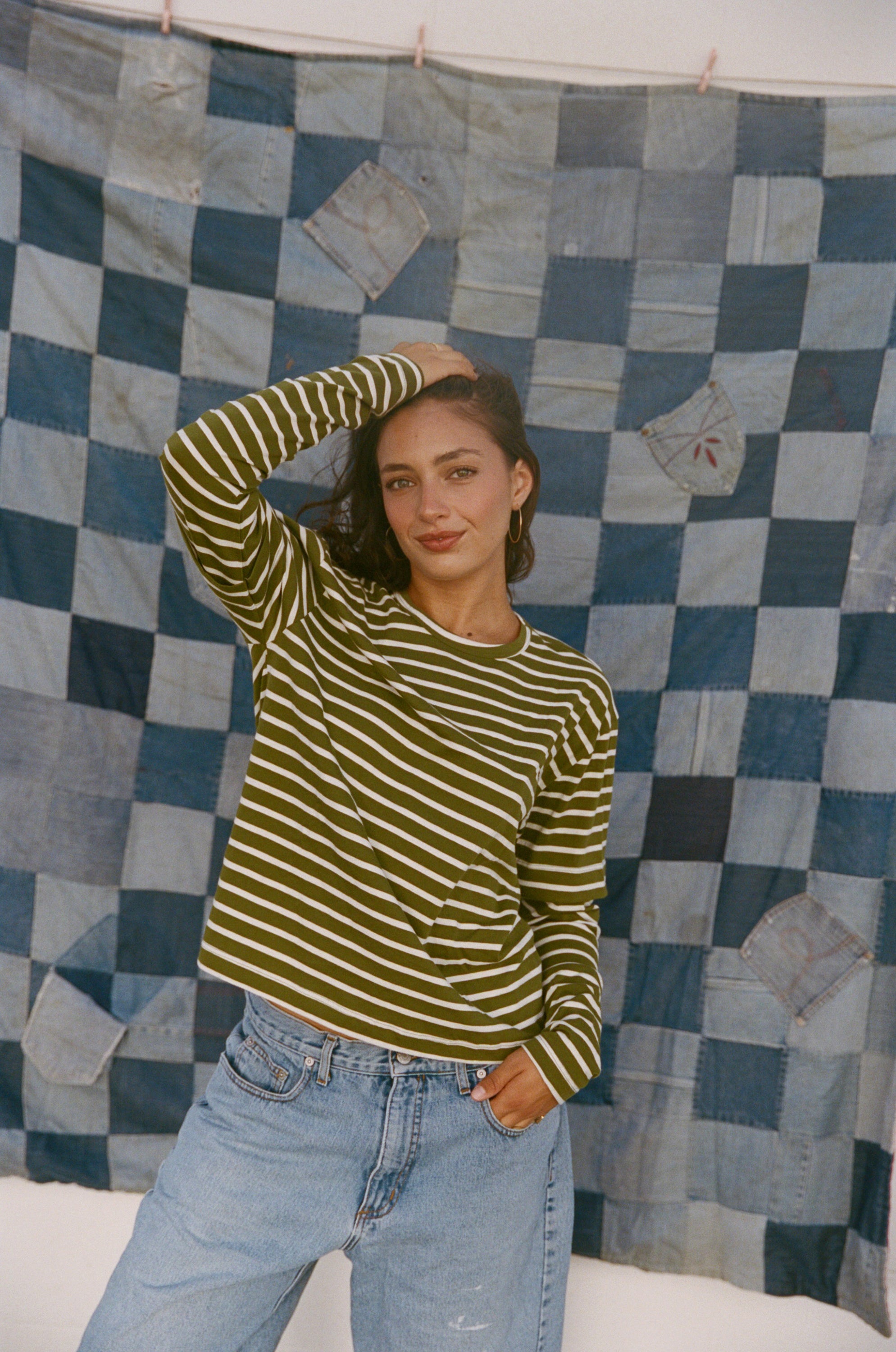 SKATE LONG SLEEVE IN OLIVE STRIPE