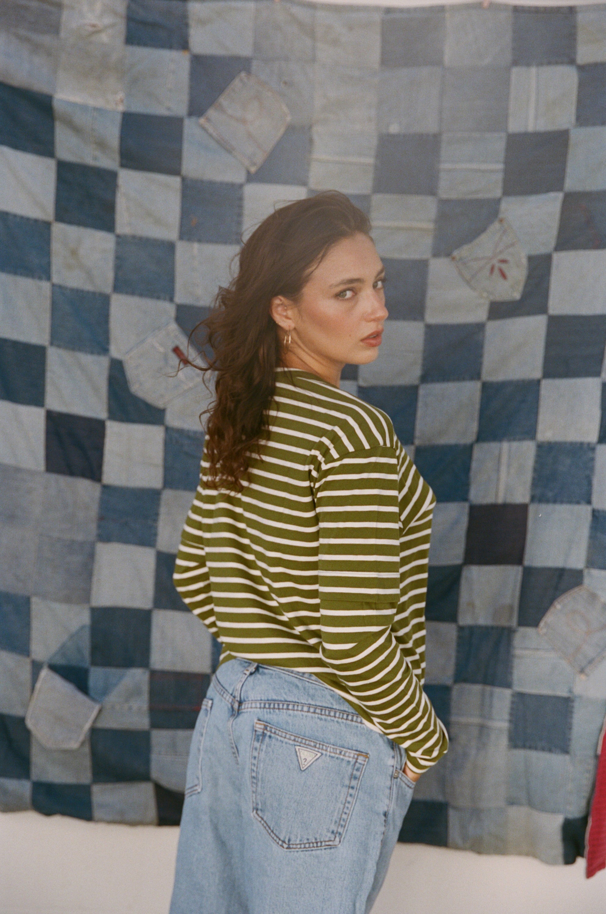 SKATE LONG SLEEVE IN OLIVE STRIPE