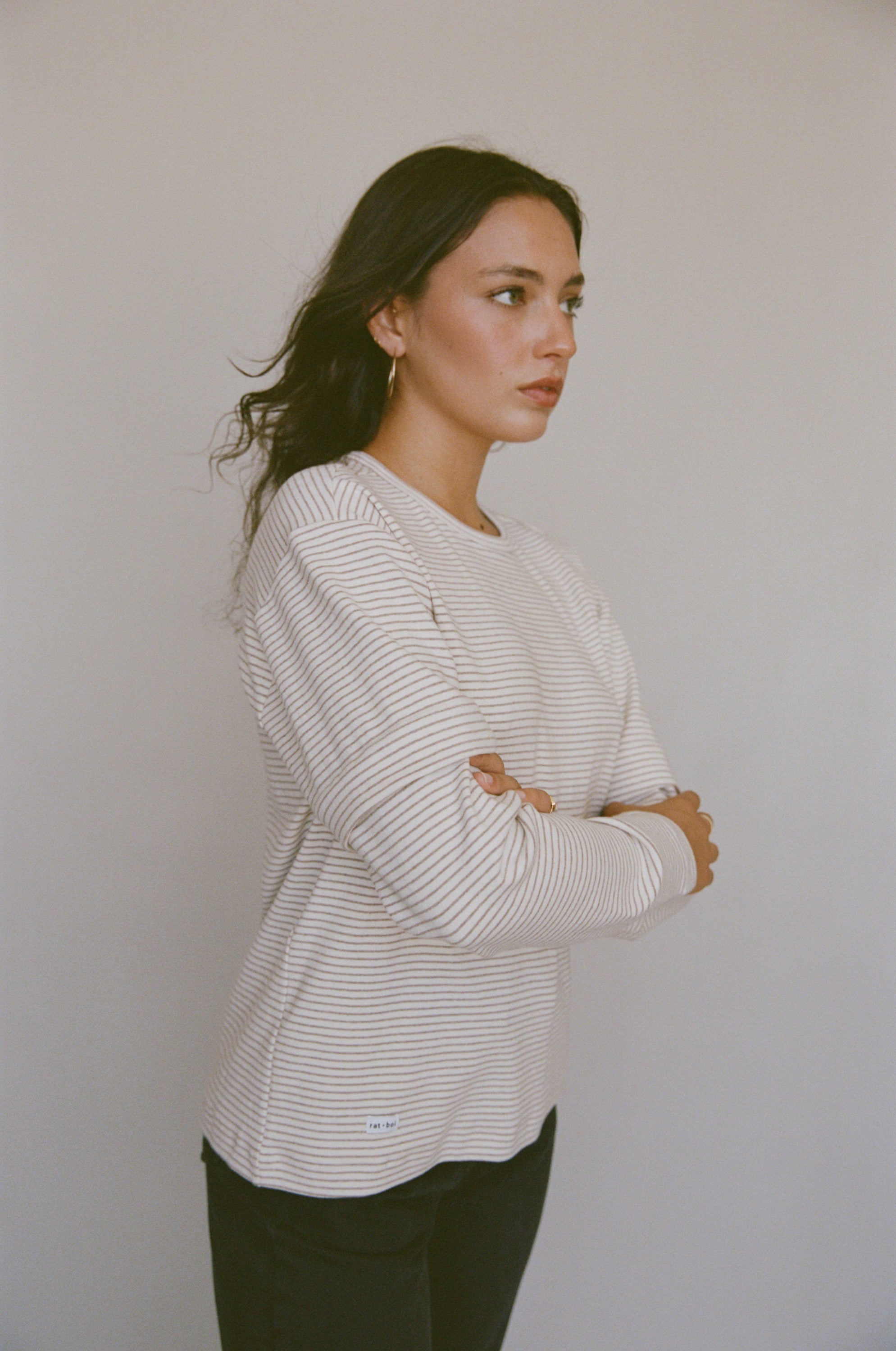 SKATE LONG SLEEVE IN ECRU STRIPE