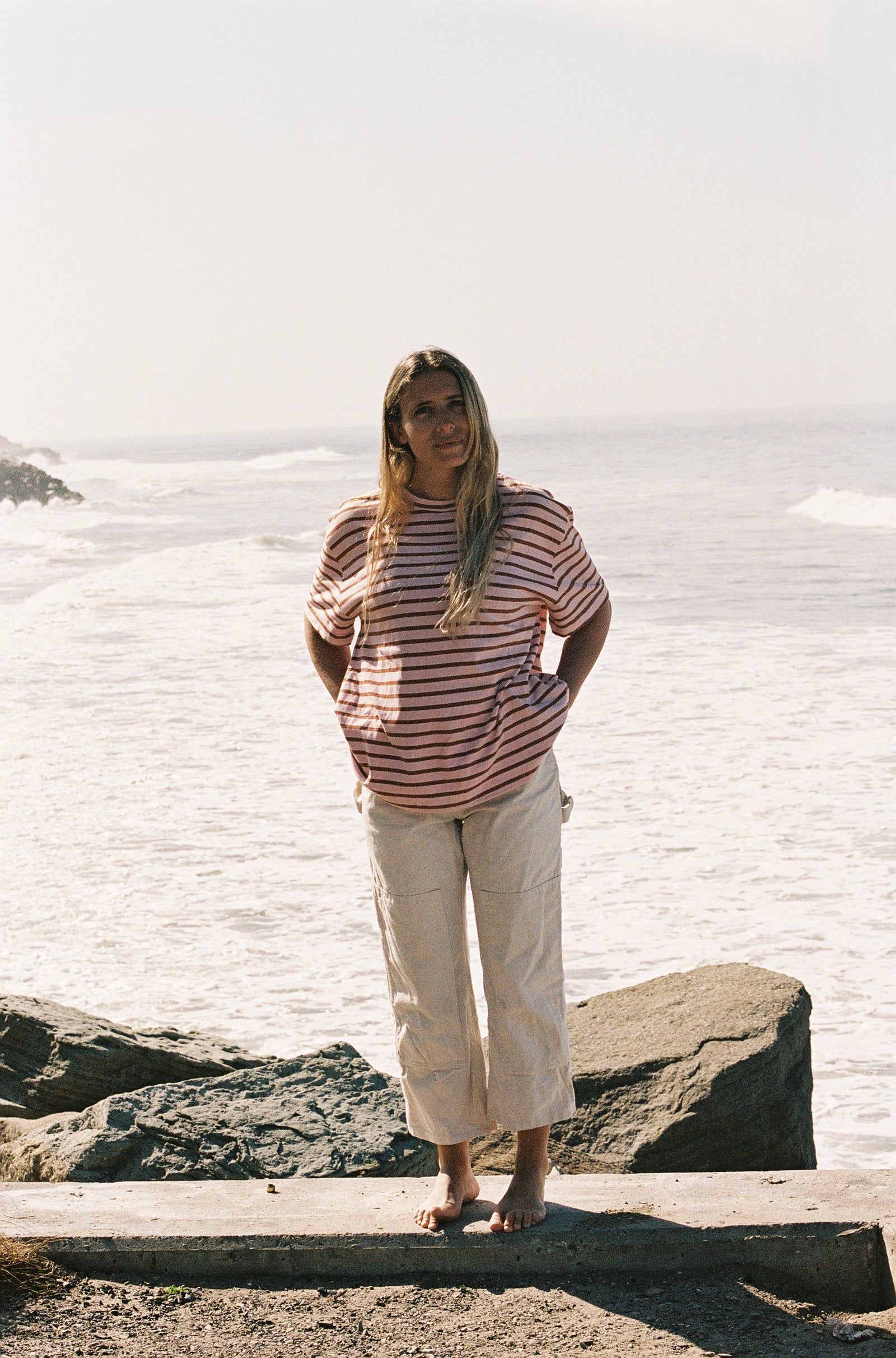 OVERSIZED BOIFRIEND T-SHIRT IN MOCHA STRIPE
