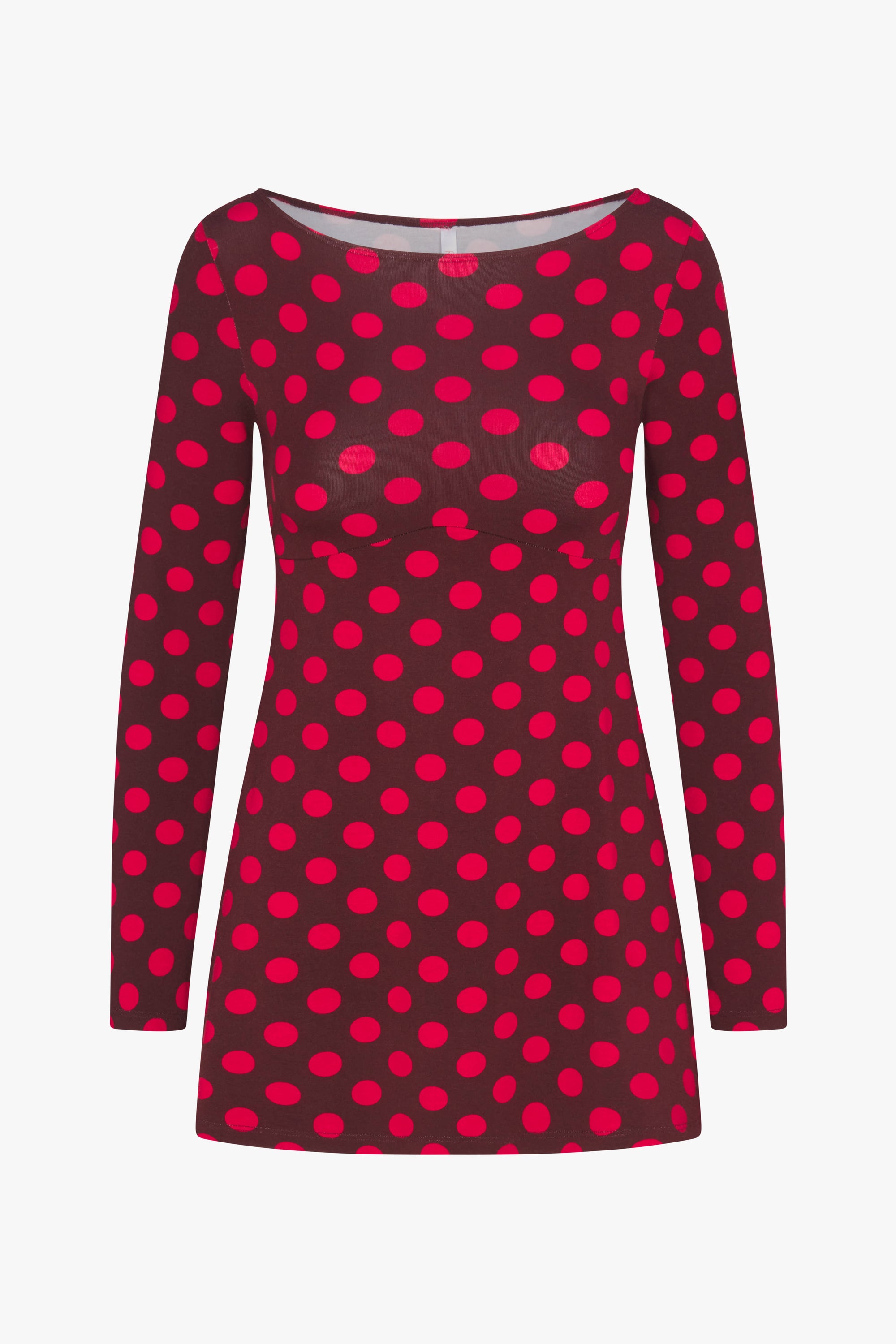 BOATNECK DRESS IN SCARLET DOT