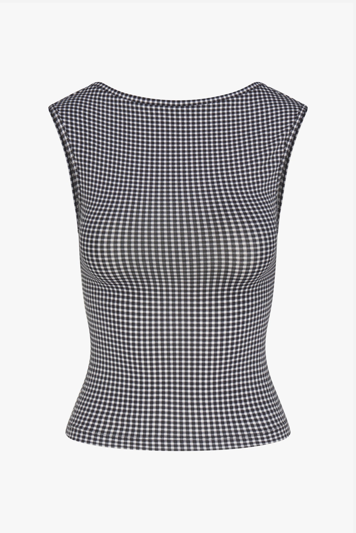 BOATNECK TOP IN BLACK GINGHAM