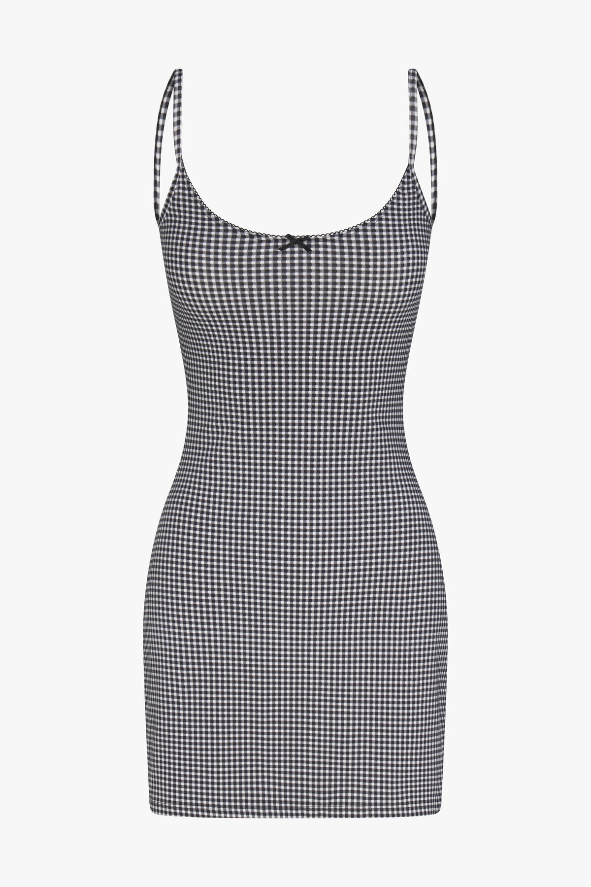 SCOOP BACK CAMI DRESS IN BLACK GINGHAM