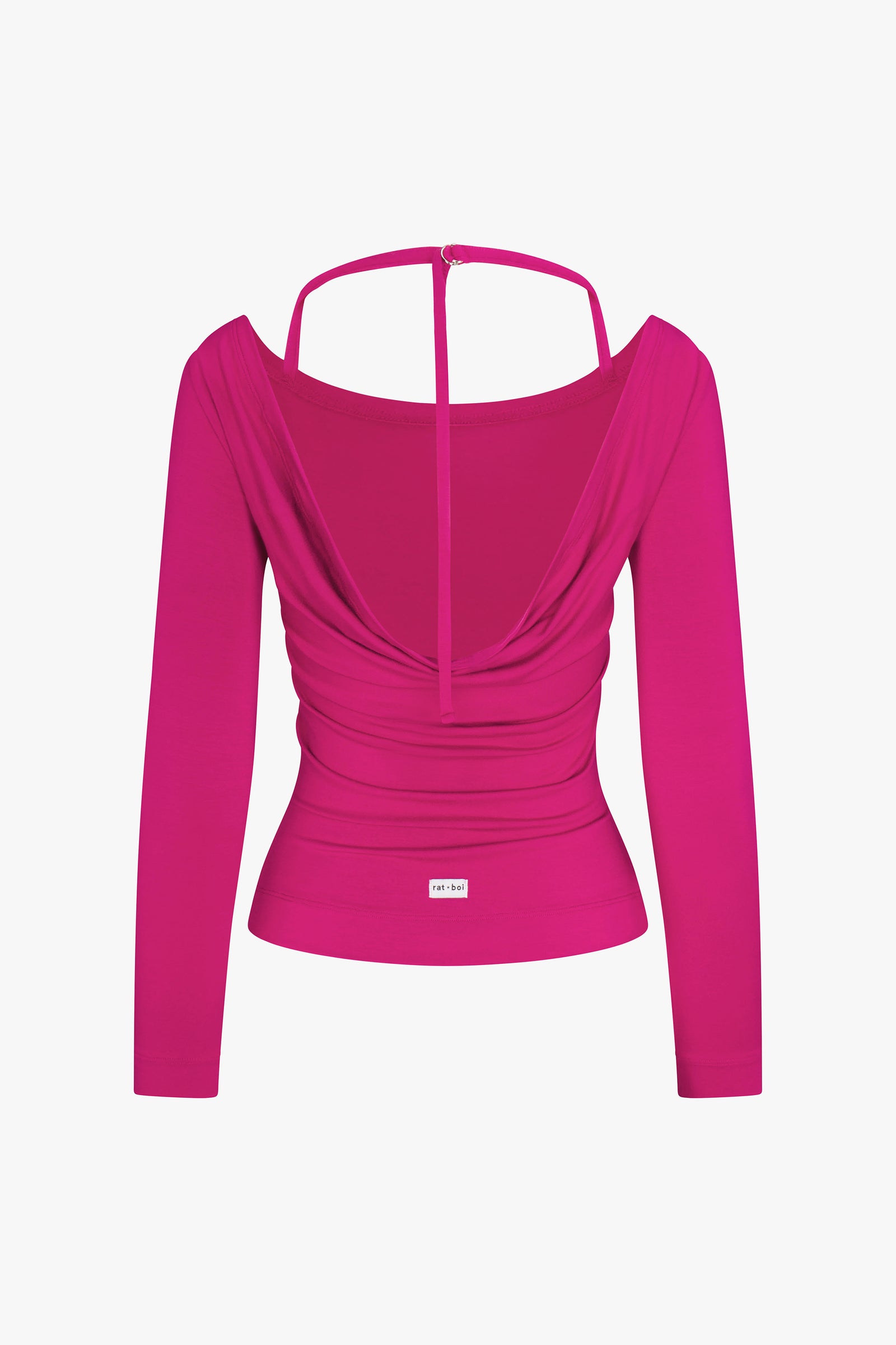 COWL BACK LONG SLEEVE IN MAGENTA