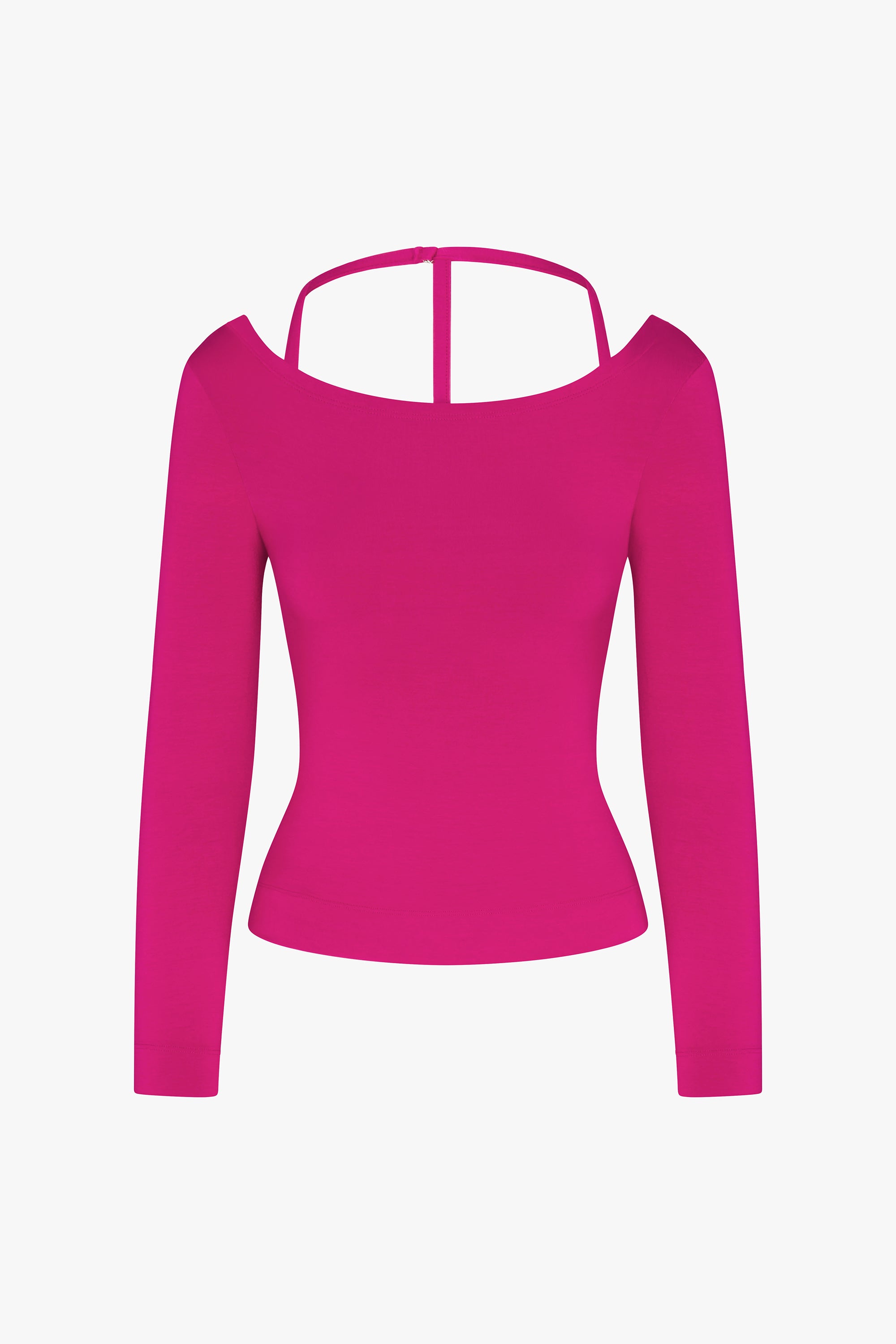 COWL BACK LONG SLEEVE IN MAGENTA
