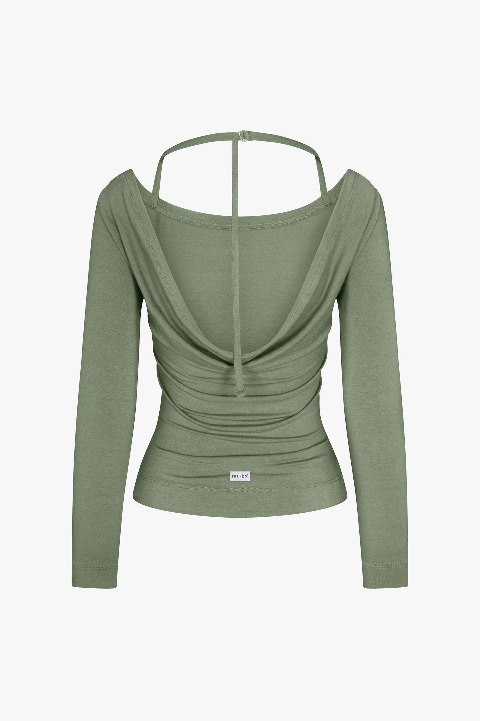 COWL BACK LONG SLEEVE IN SAGE