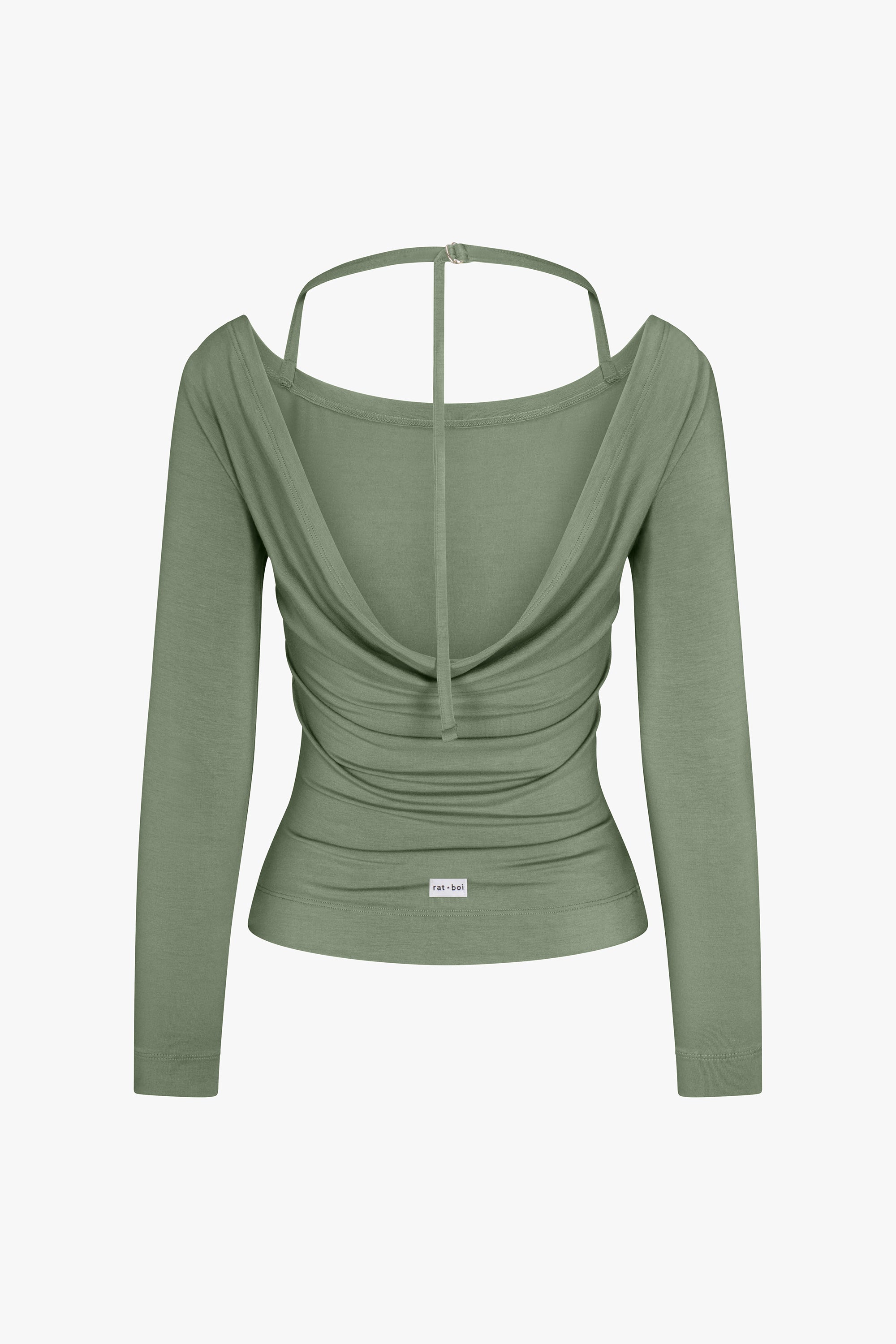 COWL BACK LONG SLEEVE IN SAGE