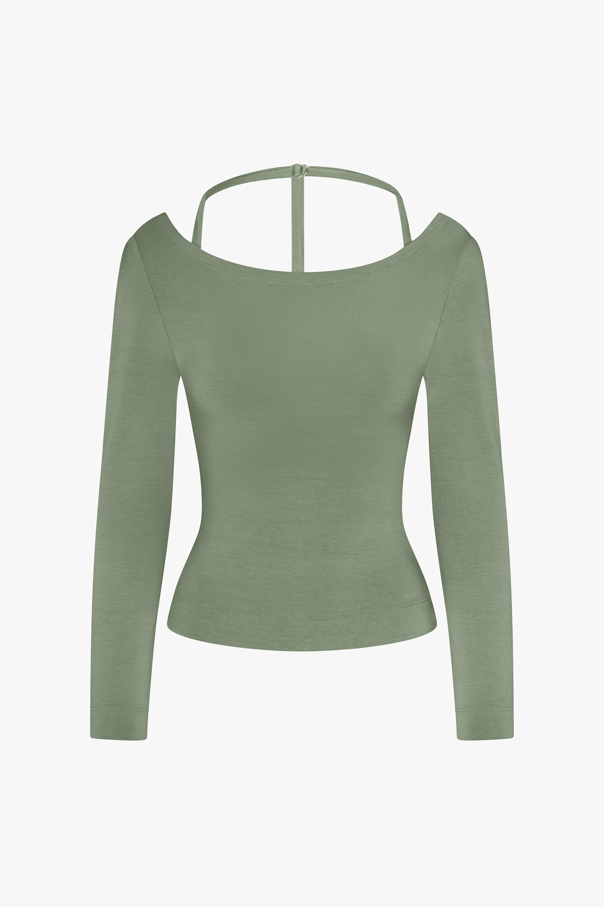 COWL BACK LONG SLEEVE IN SAGE