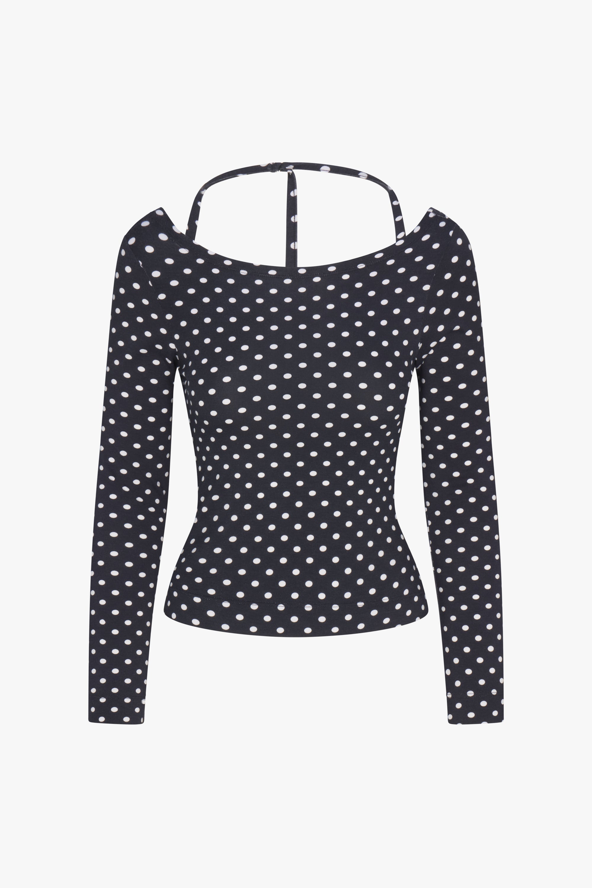 COWL BACK LONG SLEEVE IN DOMINO DOT