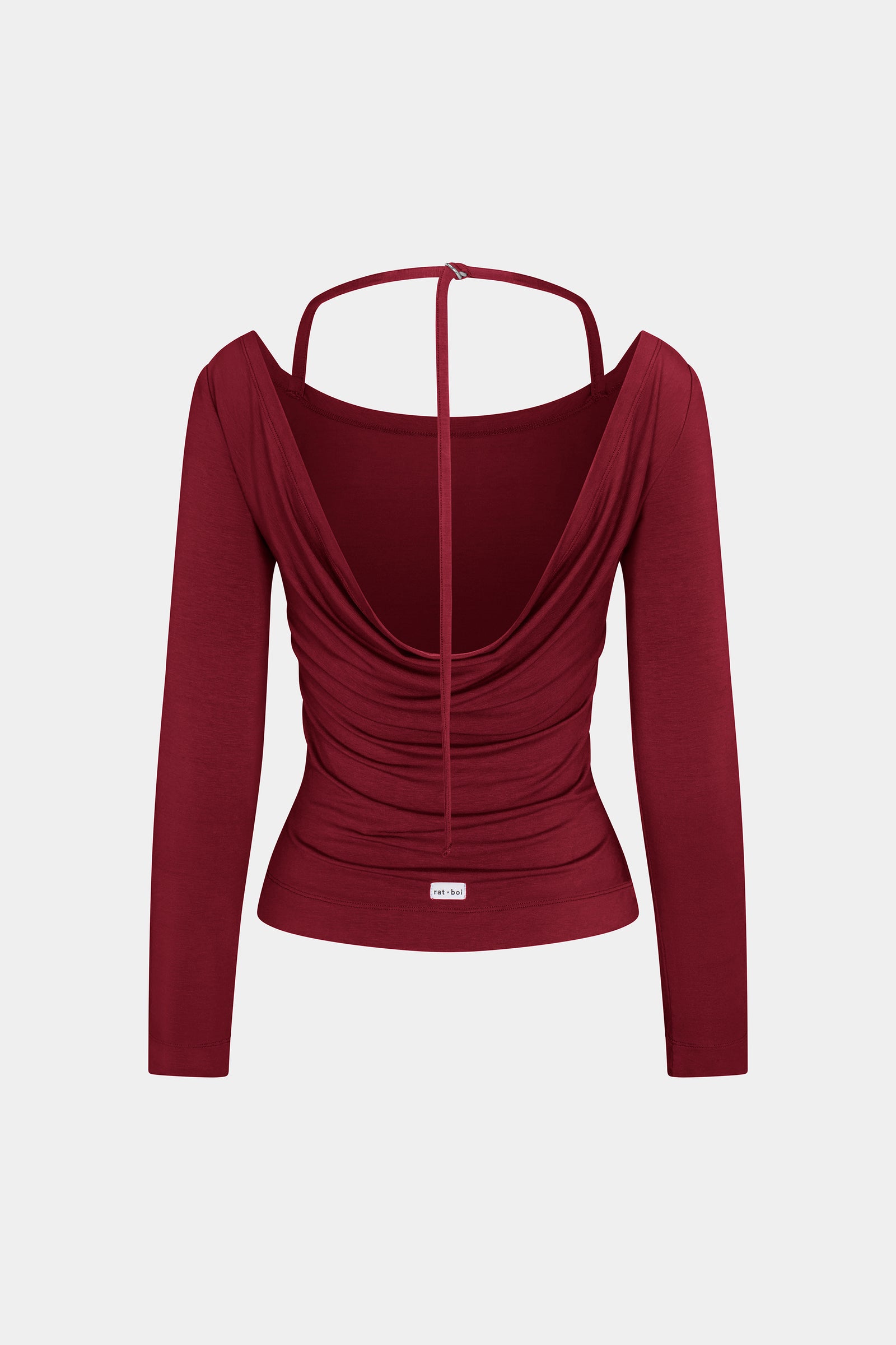 COWL BACK LONG SLEEVE IN BORDEAUX
