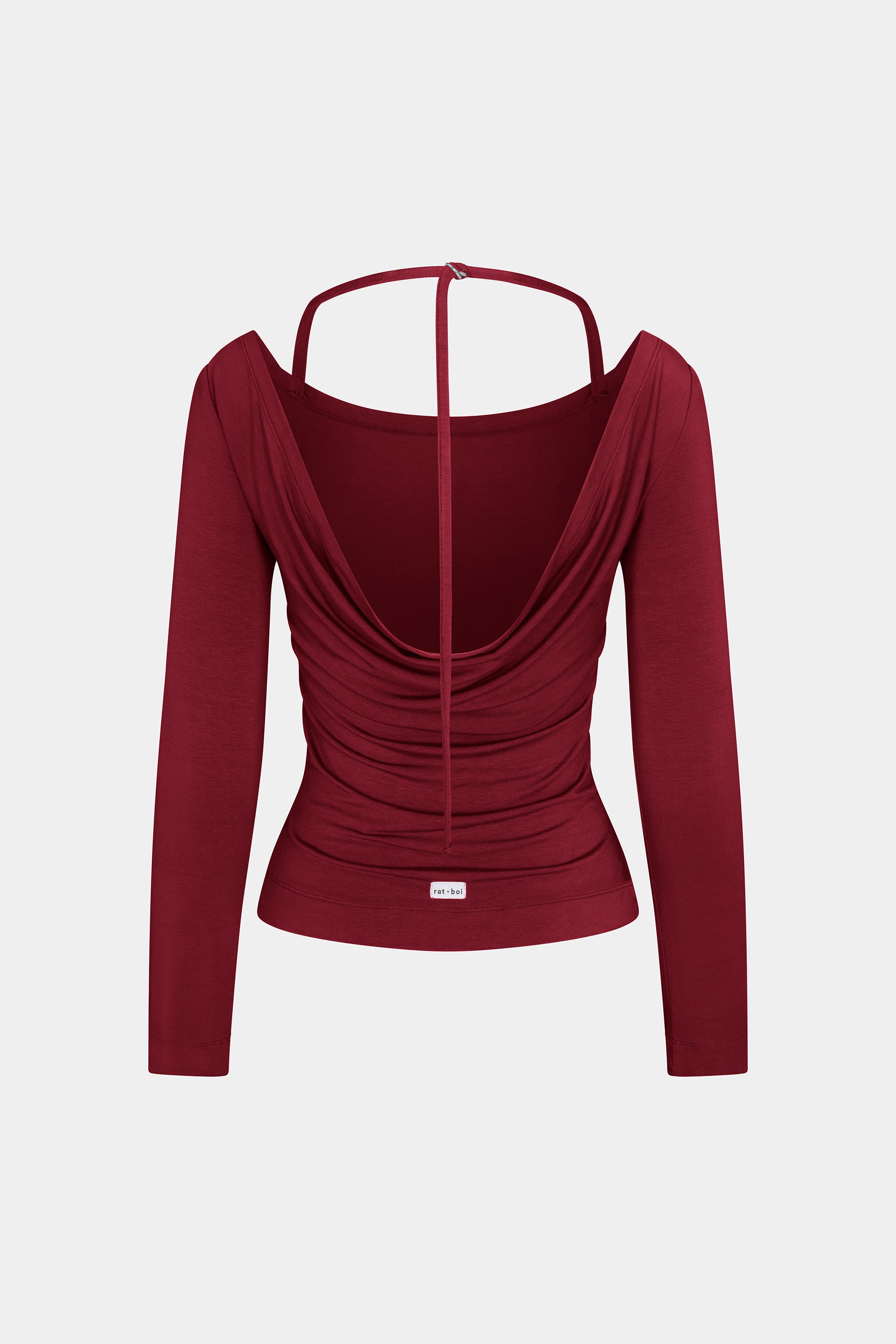 COWL BACK LONG SLEEVE IN BORDEAUX