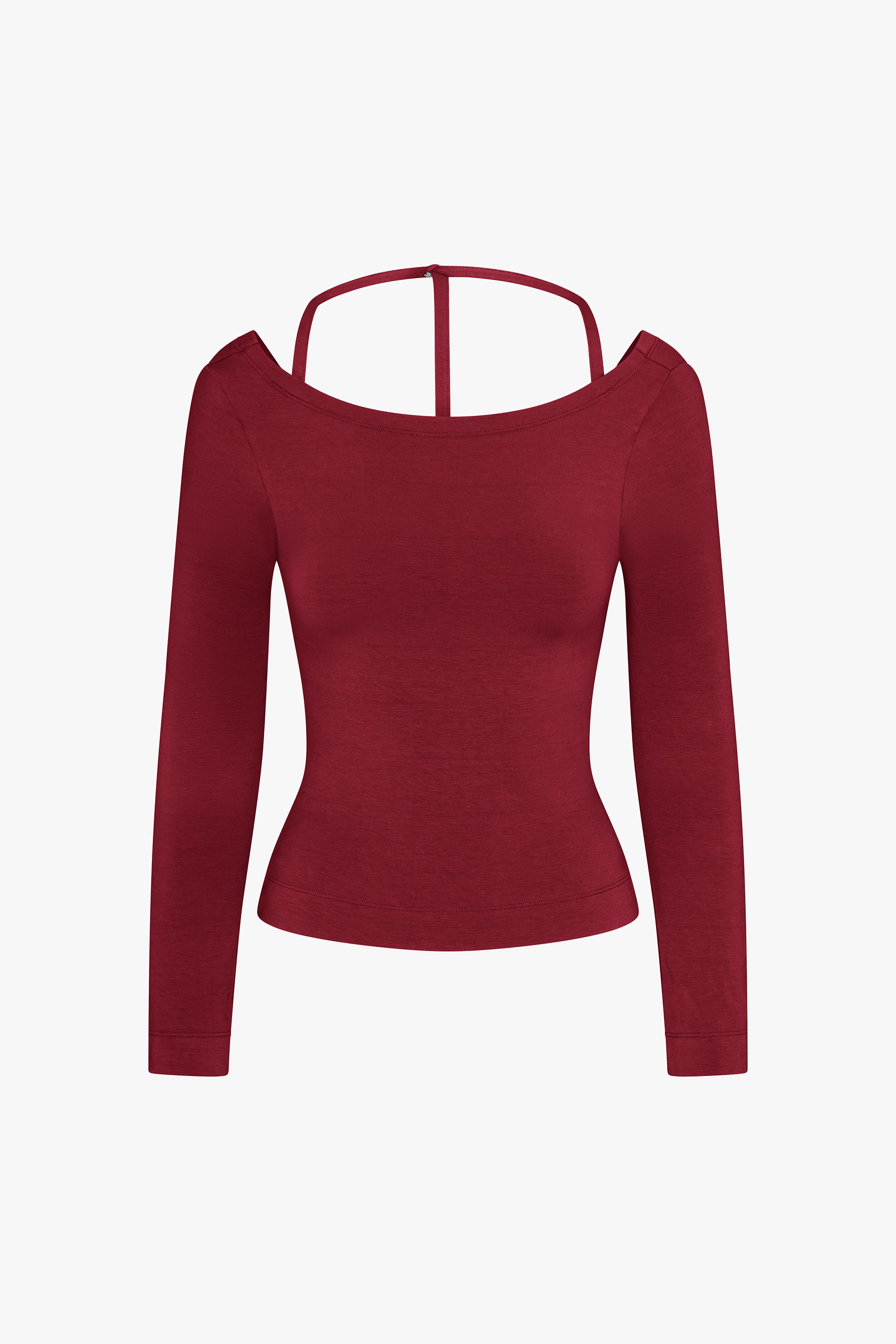 COWL BACK LONG SLEEVE IN BORDEAUX
