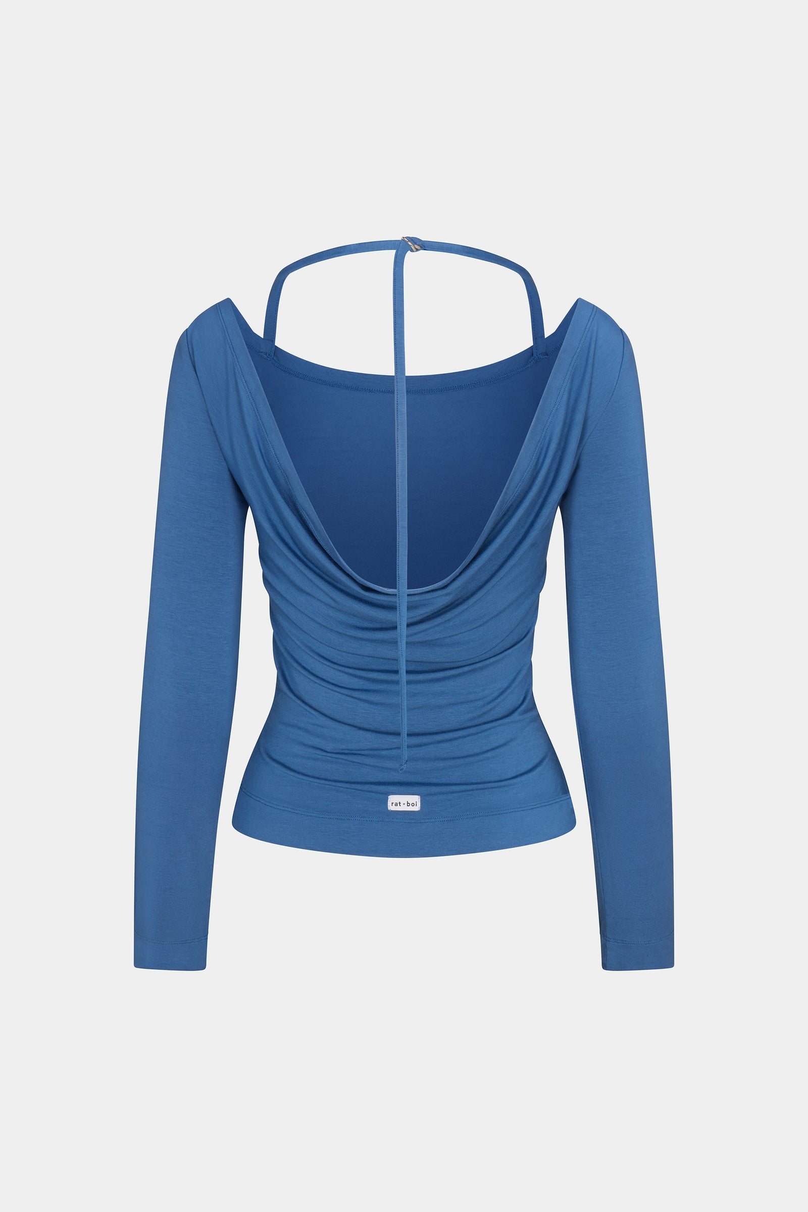 COWL BACK LONG SLEEVE IN LAZULI