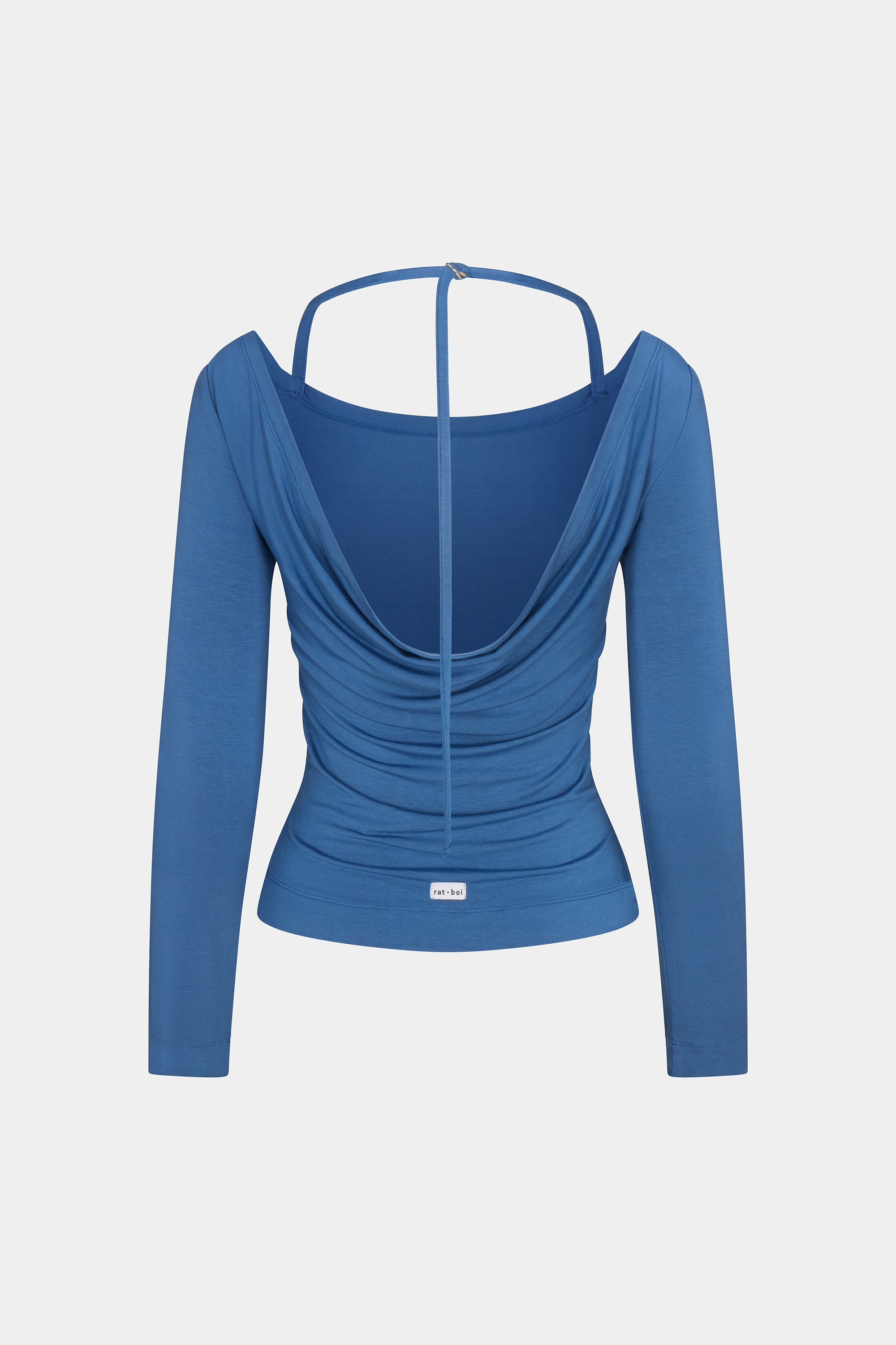 COWL BACK LONG SLEEVE IN LAZULI
