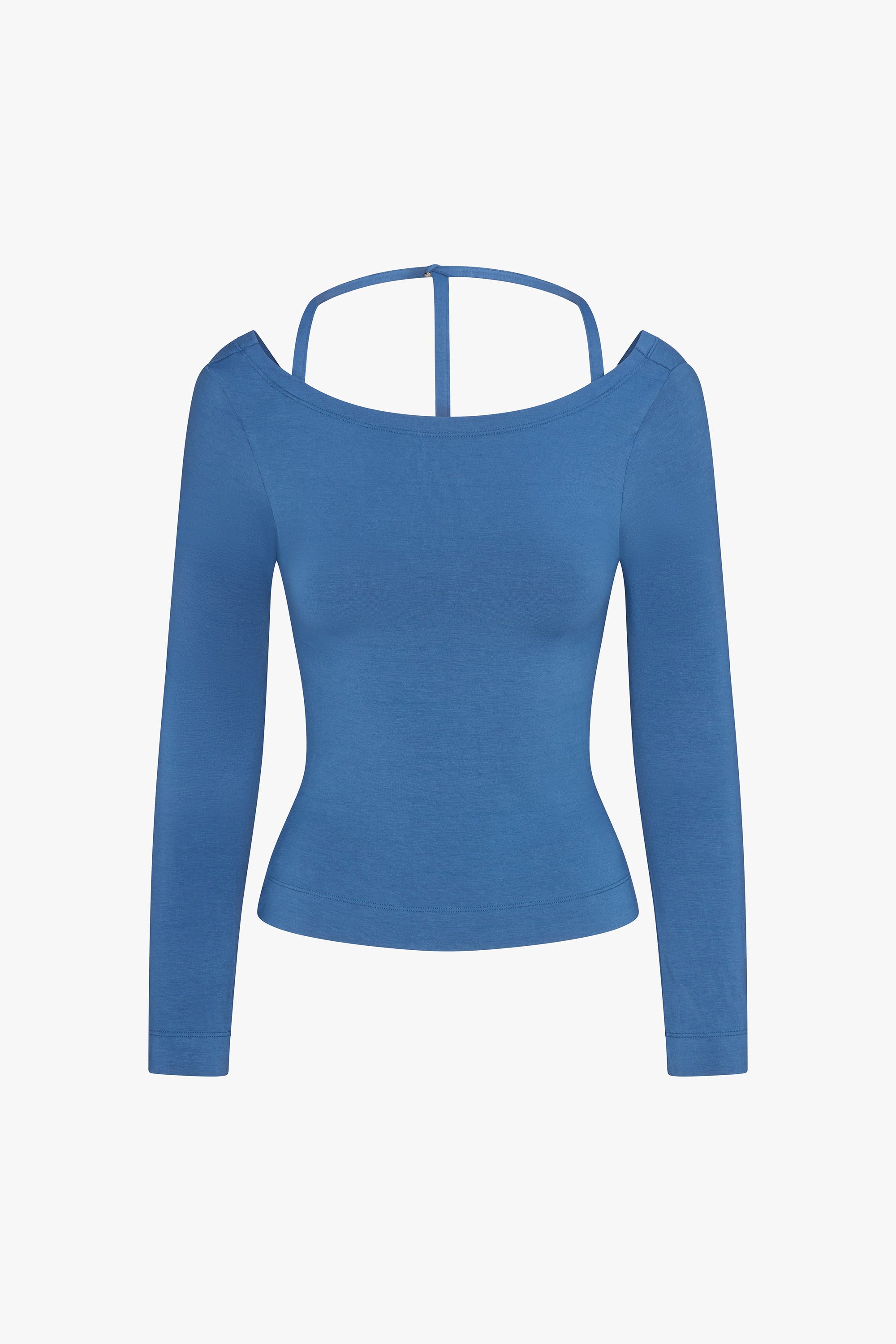 COWL BACK LONG SLEEVE IN LAZULI
