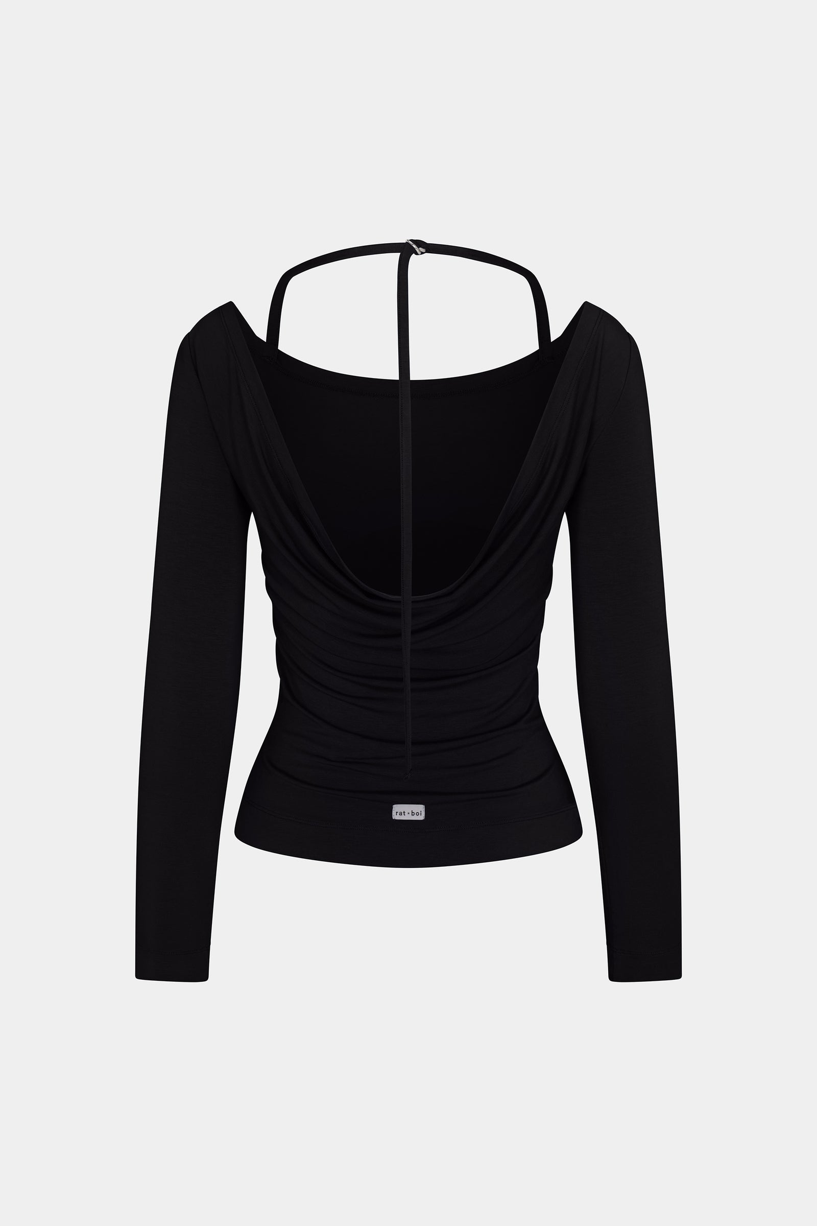 COWL BACK LONG SLEEVE IN ONYX