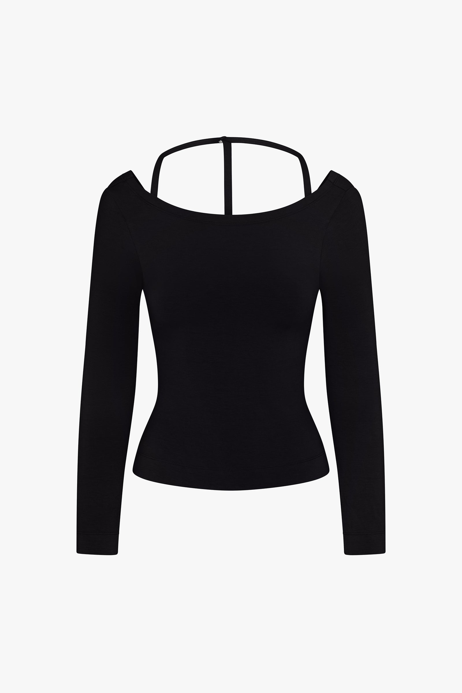 COWL BACK LONG SLEEVE IN ONYX
