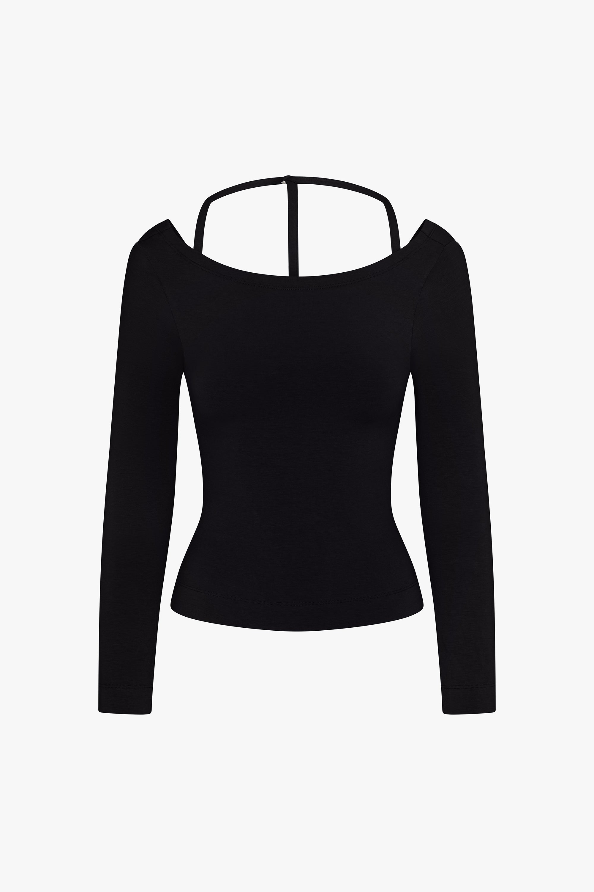 COWL BACK LONG SLEEVE IN ONYX