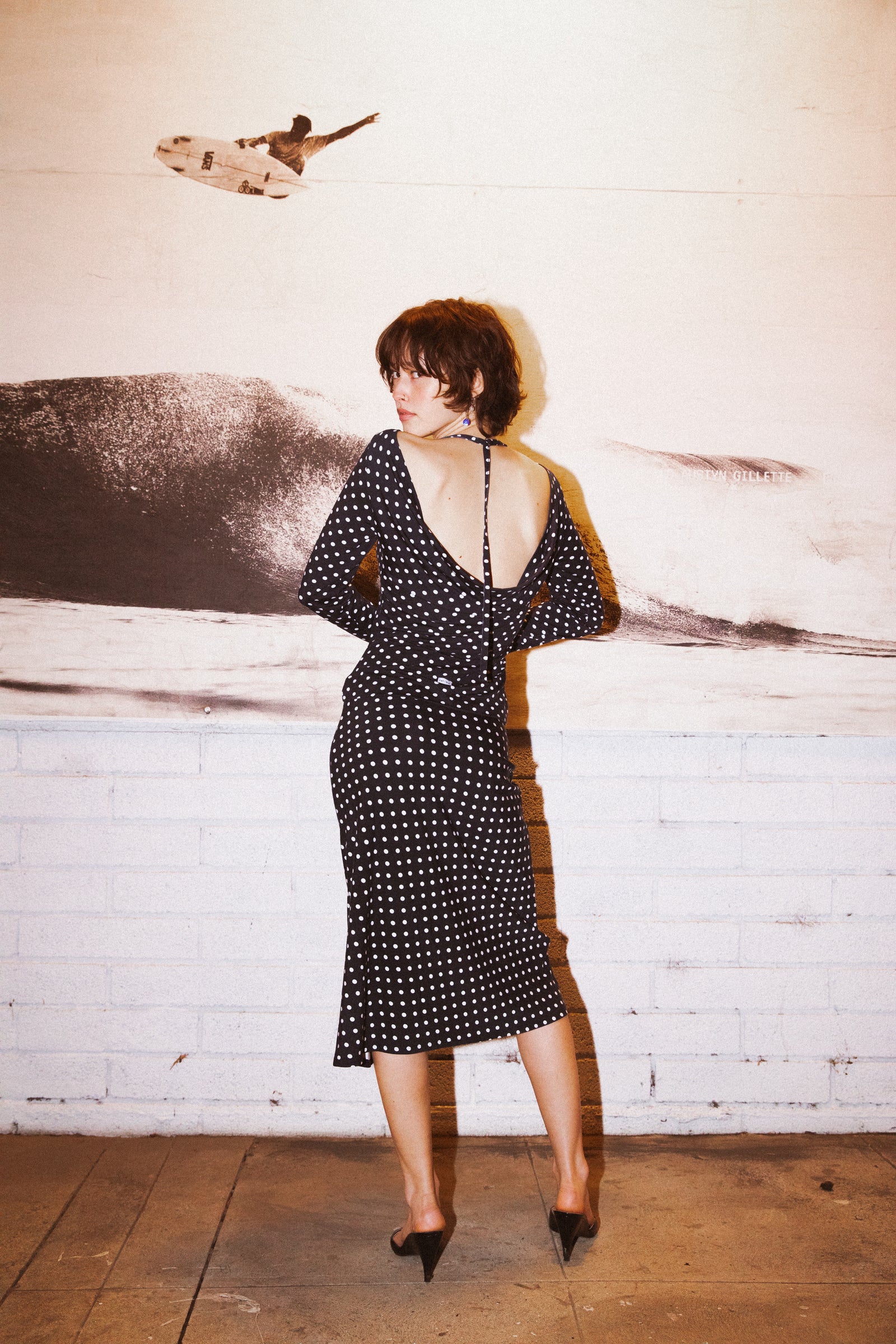 COWL BACK LONG SLEEVE IN Domino DOT S / Domino DOT COWL BACK LONG SLEEVE IN Domino DOT S / Domino DOT