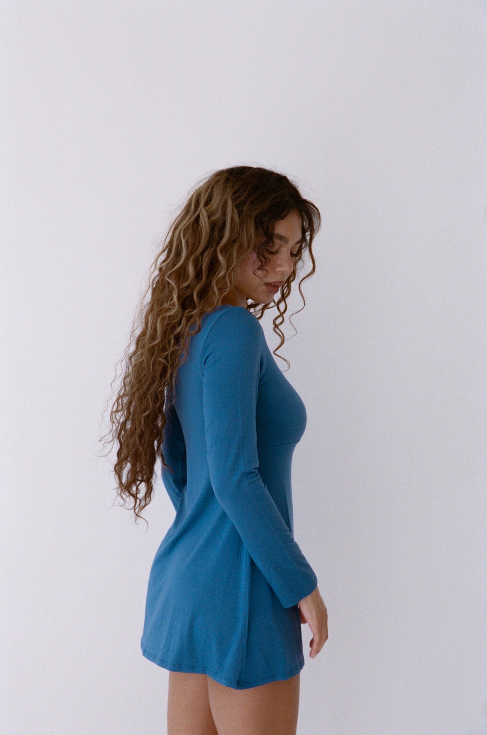 BOATNECK DRESS IN LAZULI