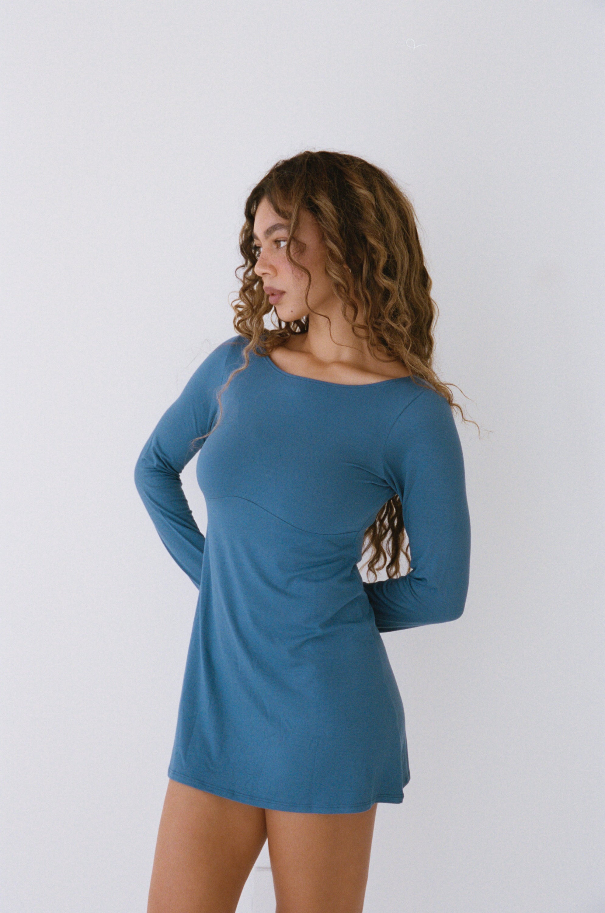 BOATNECK DRESS IN LAZULI