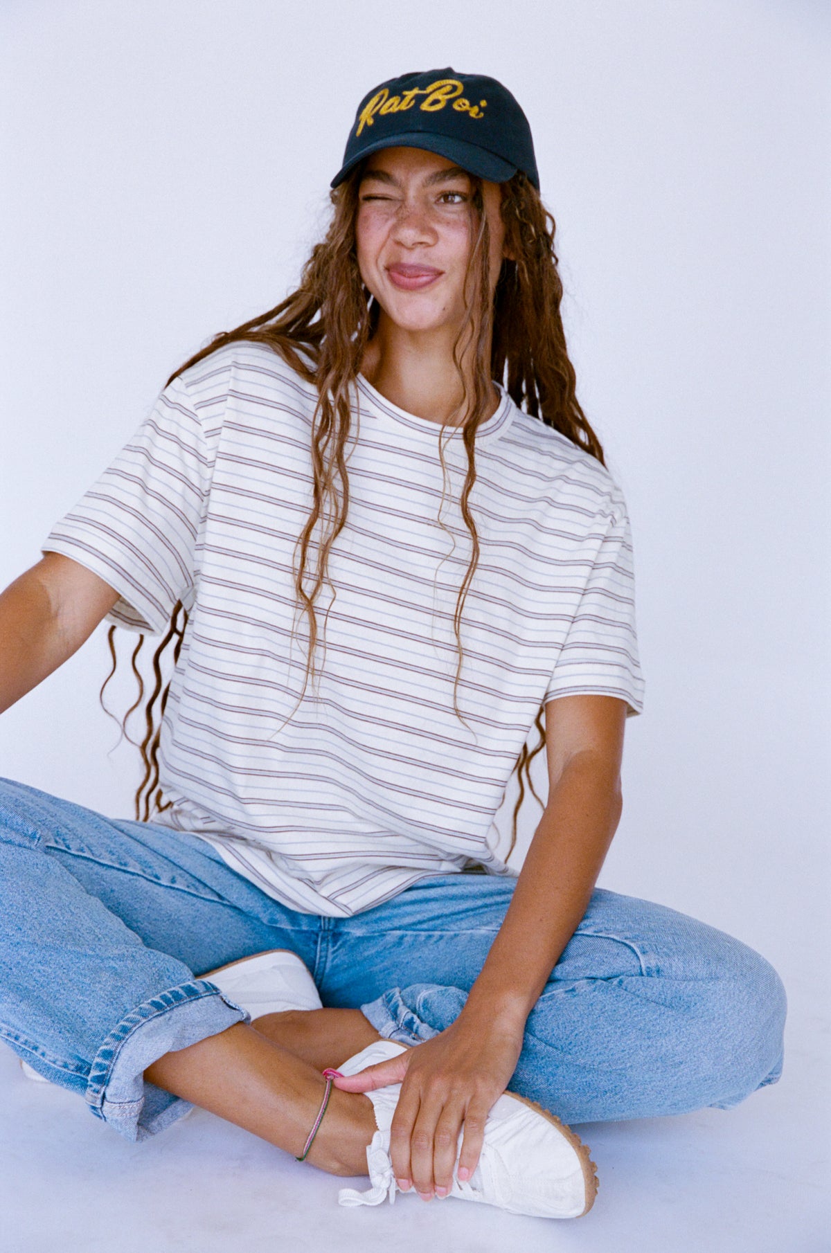 OVERSIZED BOIFRIEND T-SHIRT IN IVORY STRIPE