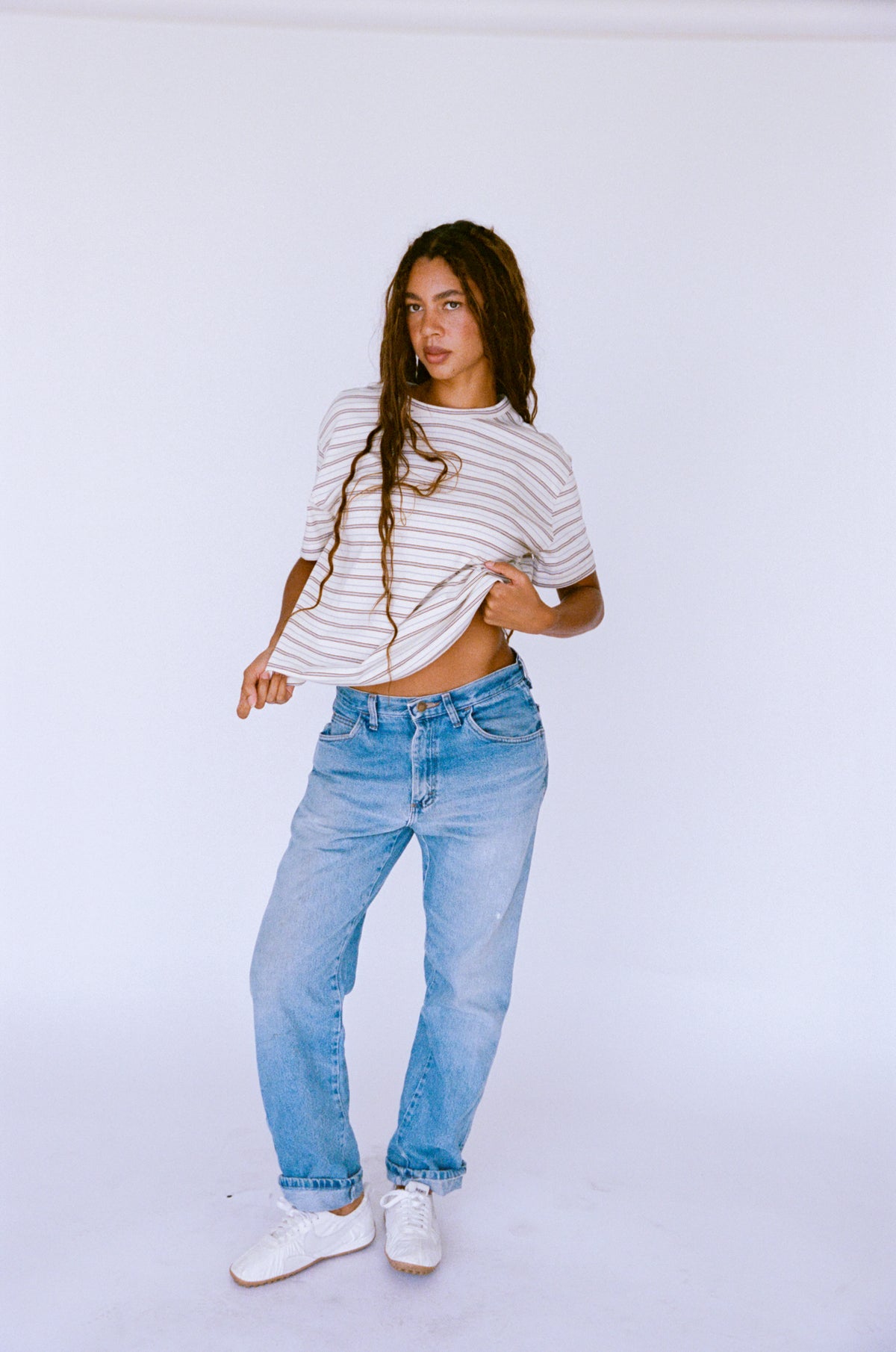OVERSIZED BOIFRIEND T-SHIRT IN IVORY STRIPE