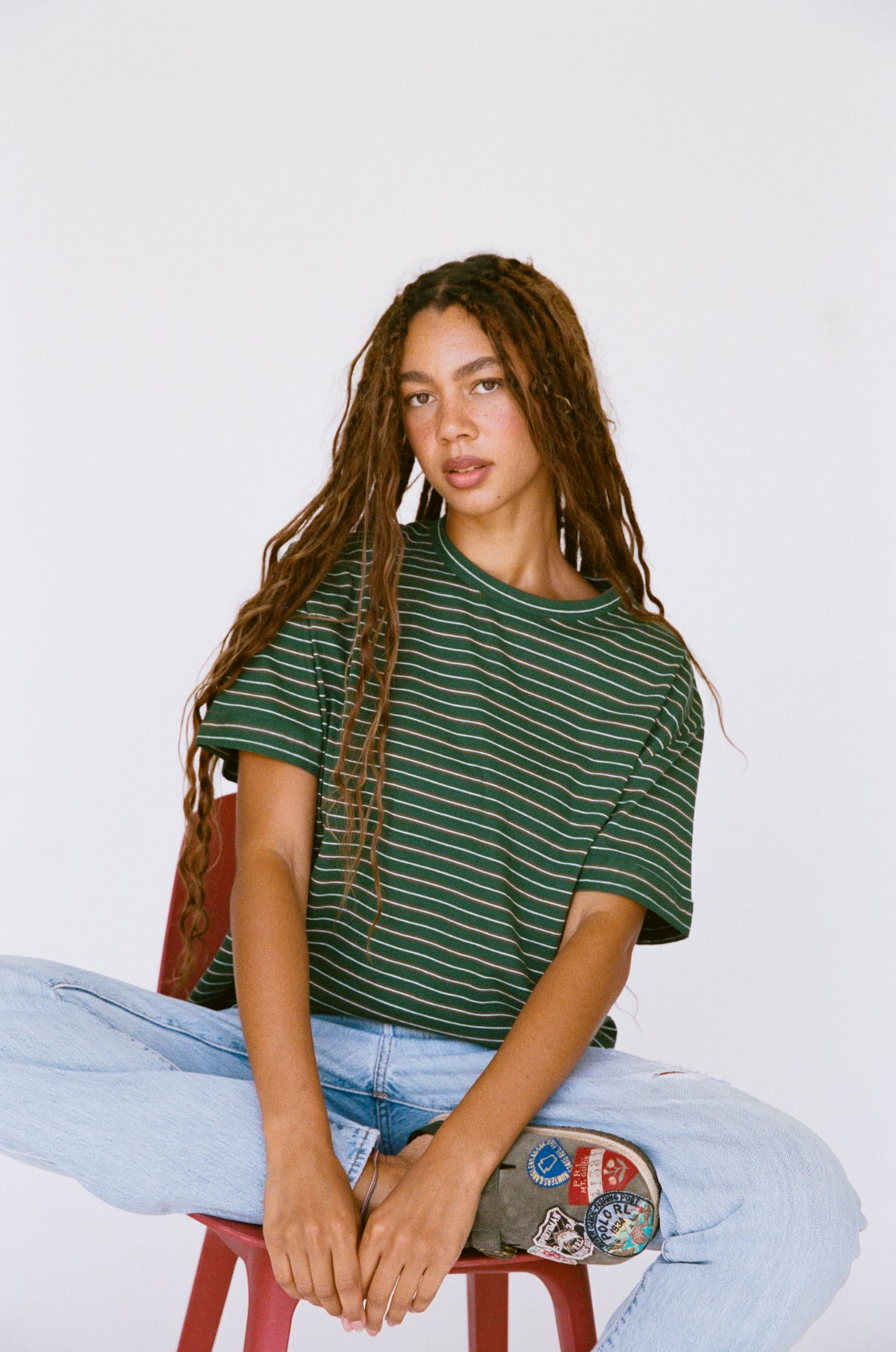 OVERSIZED BOIFRIEND T-SHIRT IN FOREST STRIPE