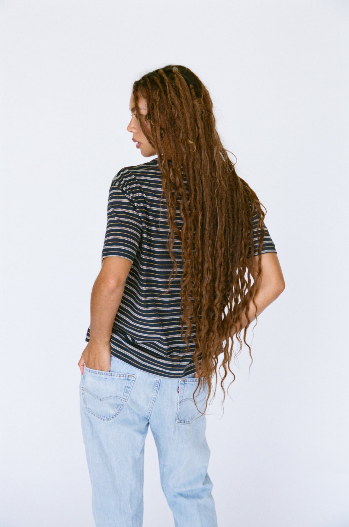 OVERSIZED BOIFRIEND T-SHIRT IN NAVY STRIPE