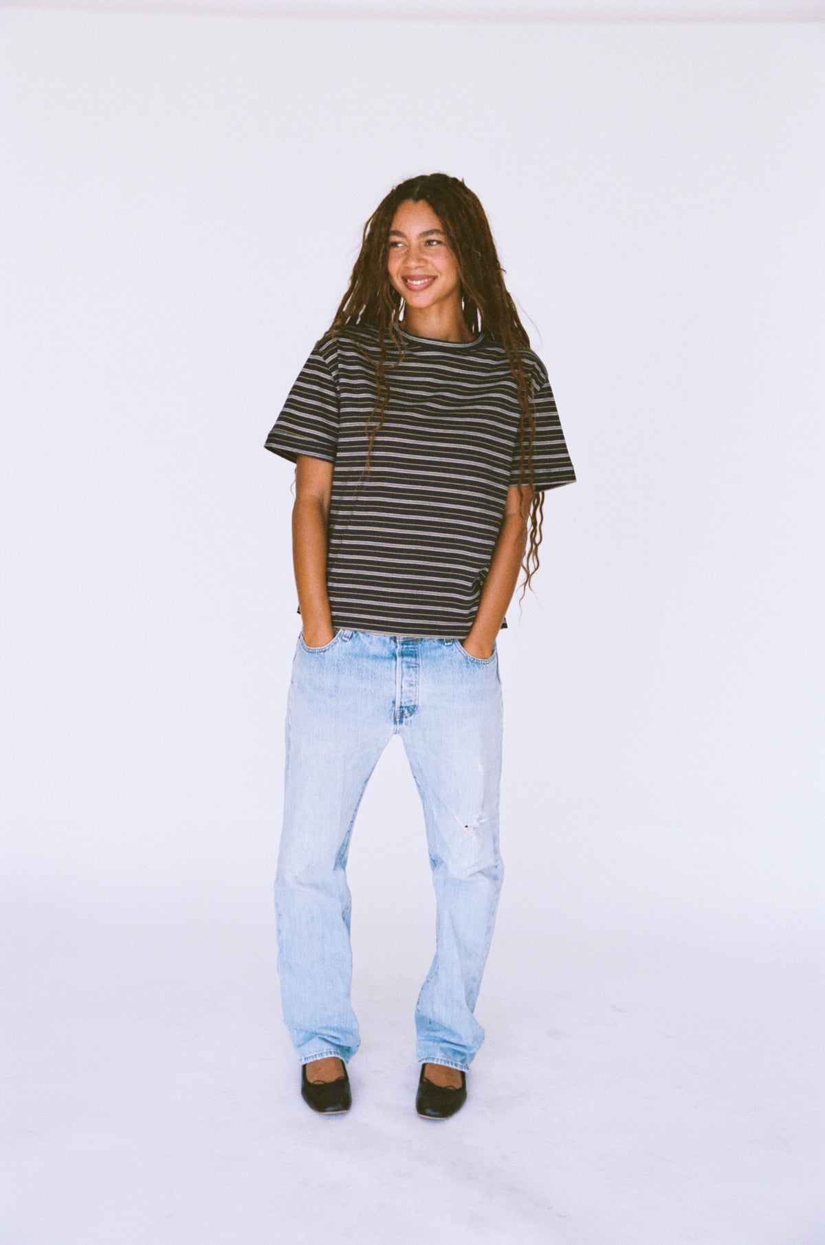 OVERSIZED BOIFRIEND T-SHIRT IN NAVY STRIPE