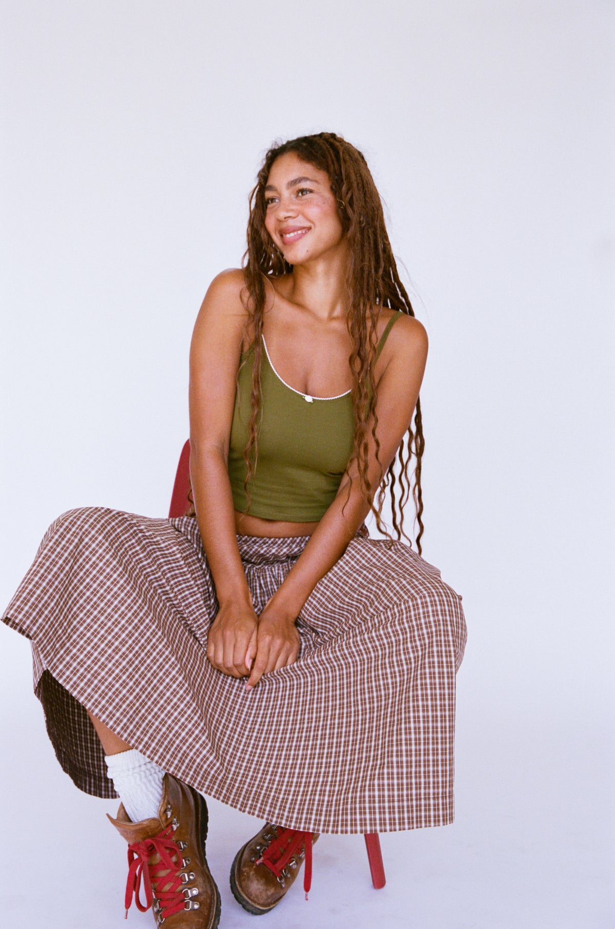 SCOOP BACK CAMI IN MOSS