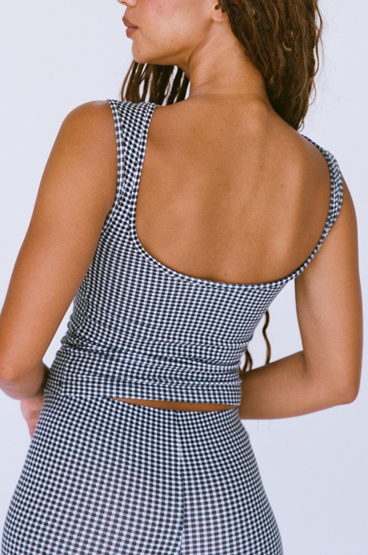 BOATNECK TOP IN BLACK GINGHAM