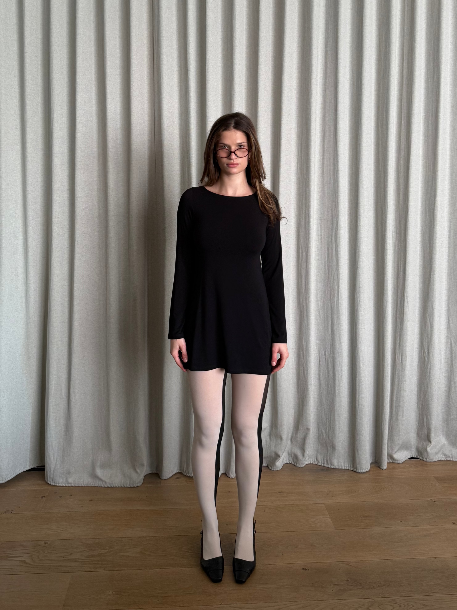 BOATNECK DRESS IN ONYX L / ONYX BOATNECK DRESS IN ONYX L / ONYX