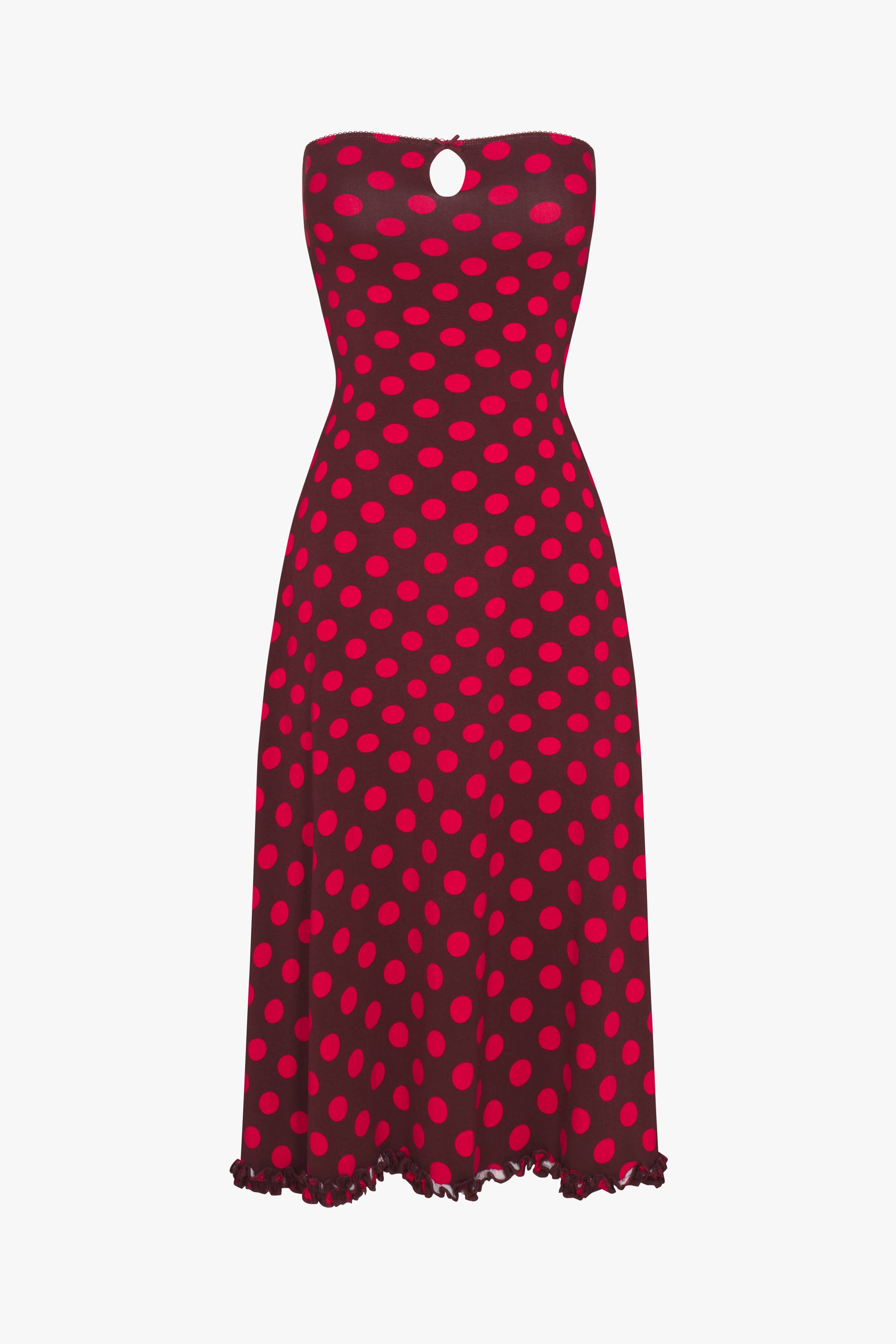 KEYHOLE TUBE DRESS IN SCARLET DOT