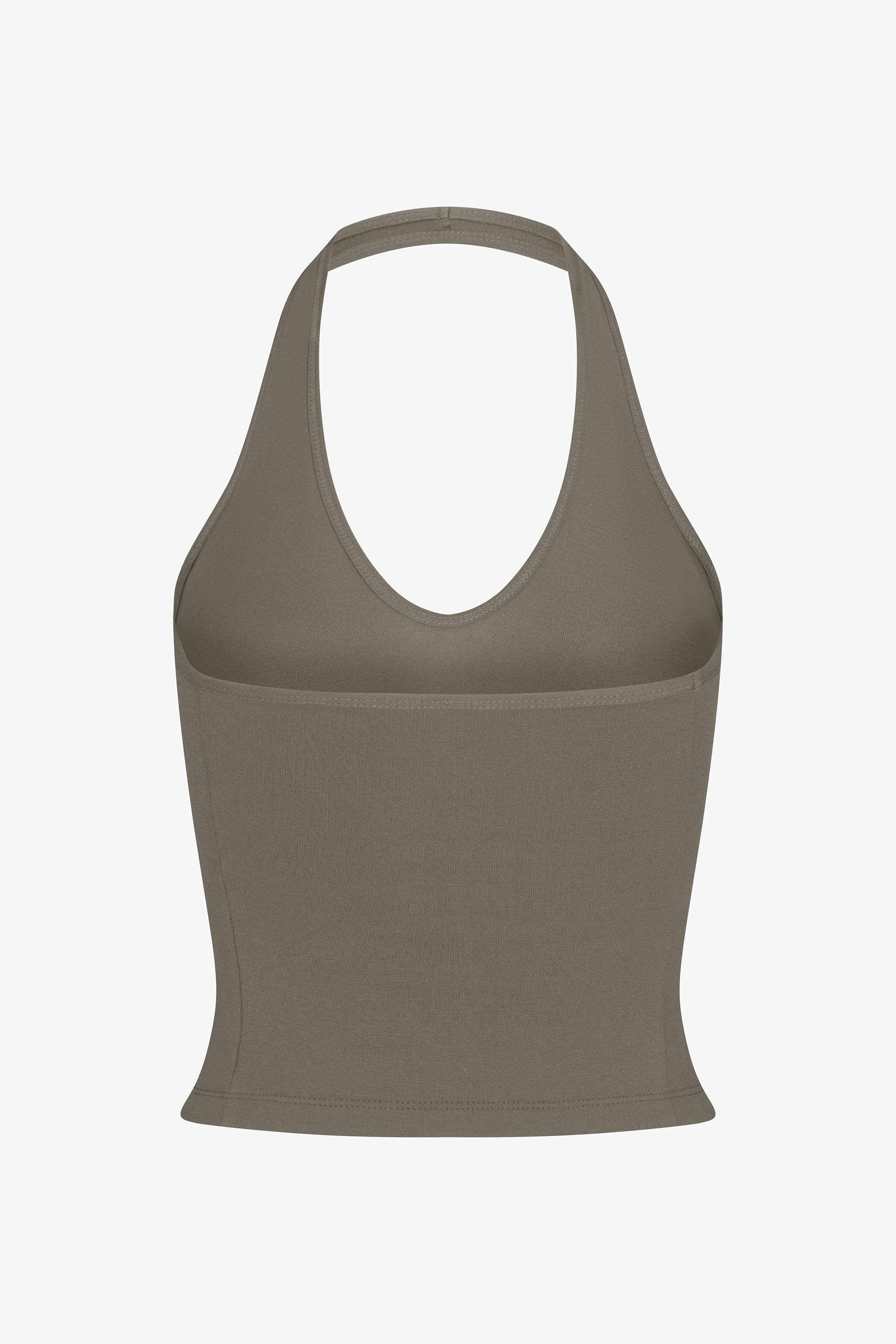 SPORTY HALTER TOP IN TAUPE