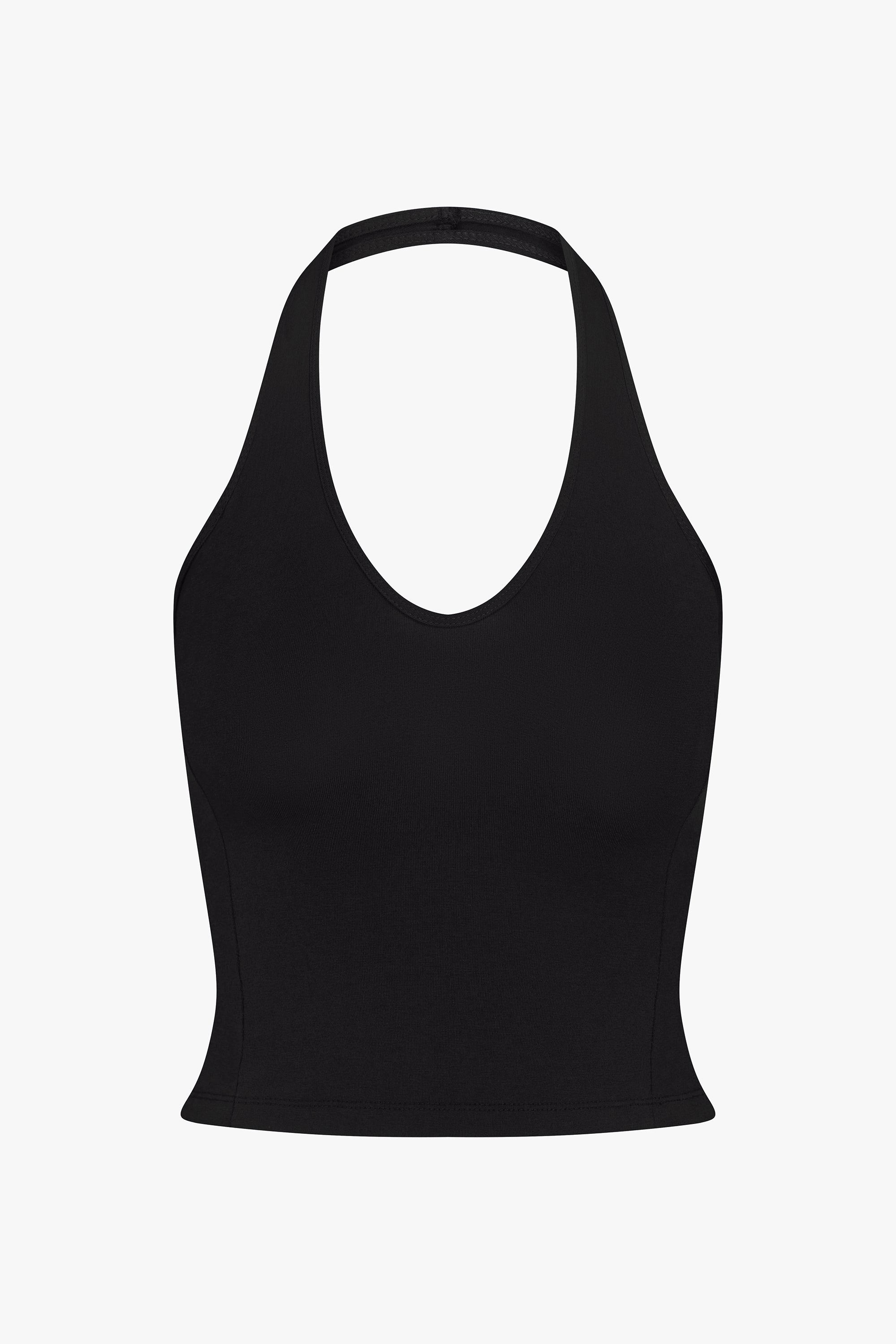 SPORTY HALTER TOP IN ONYX