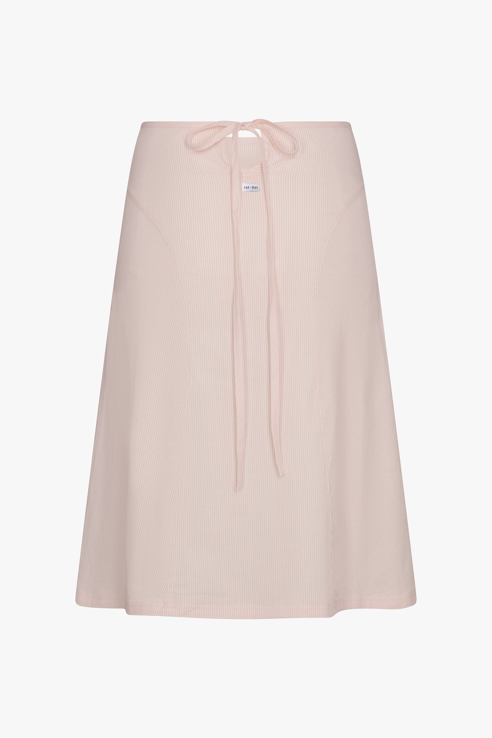 KEYHOLE MIDI SKIRT IN BLUSH STRIPE