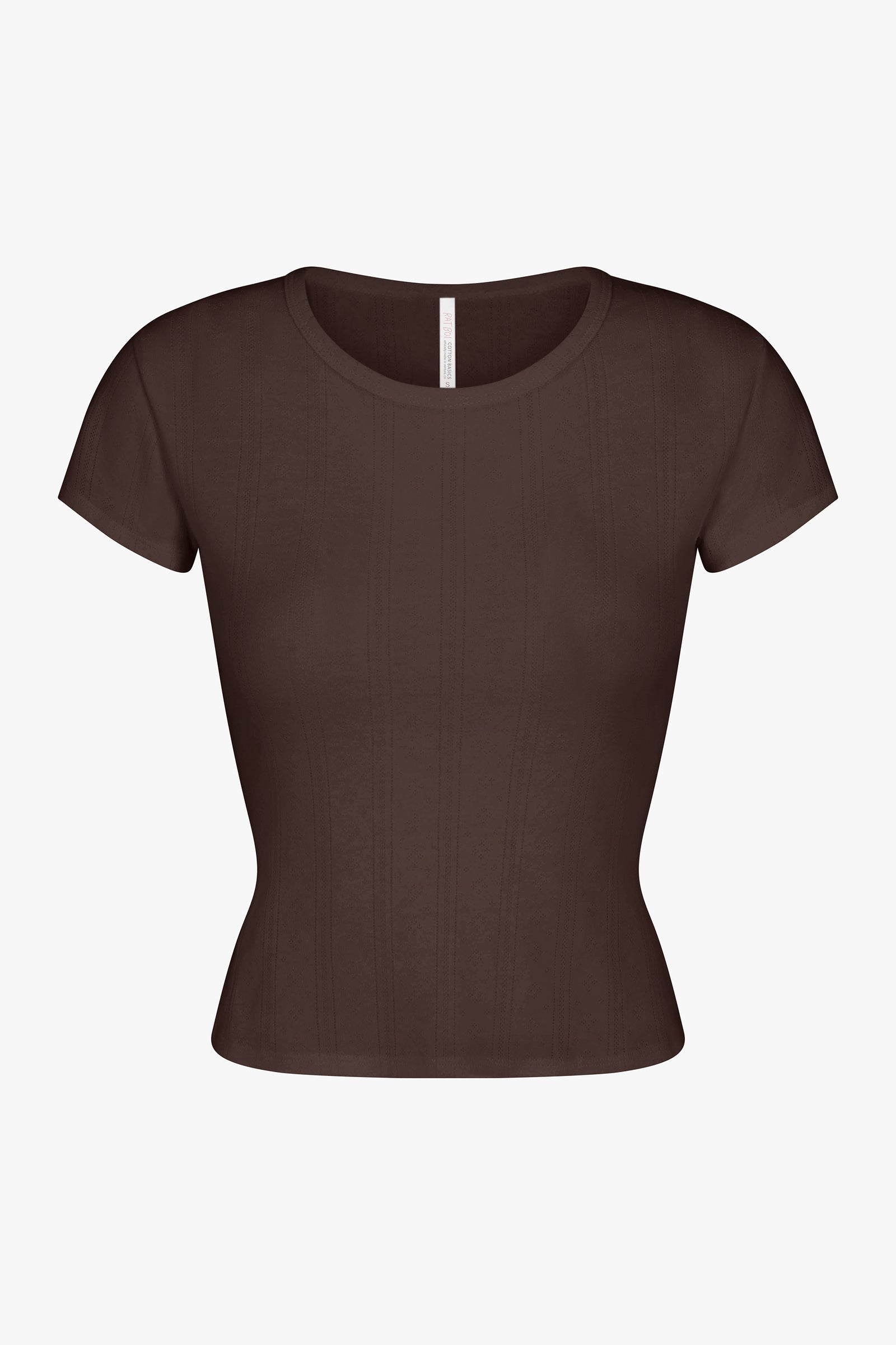 PERFECT T-SHIRT IN COCOA POINTELLE